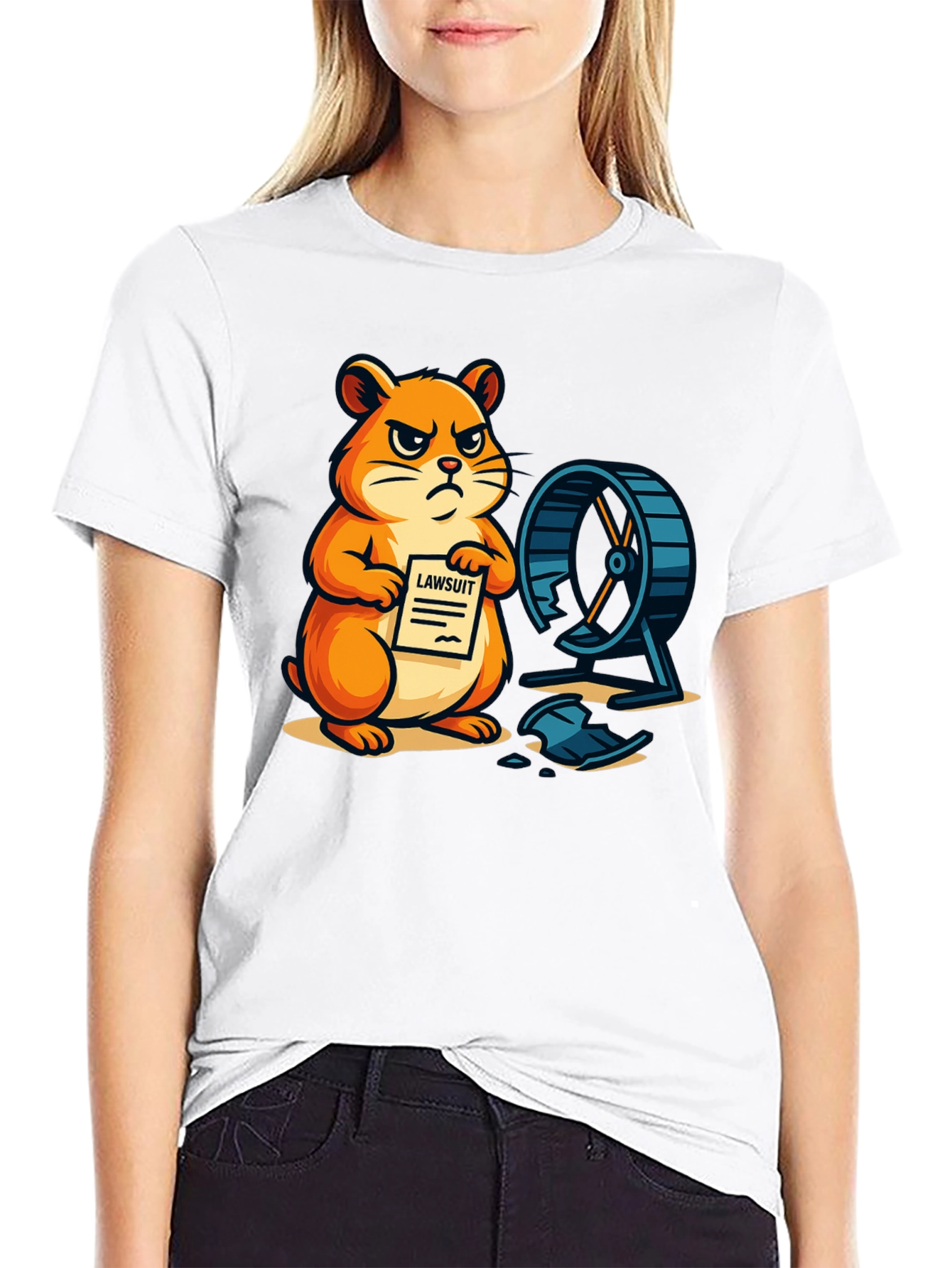 Black Hamster Lawsuit Graphic T-Shirt view 9