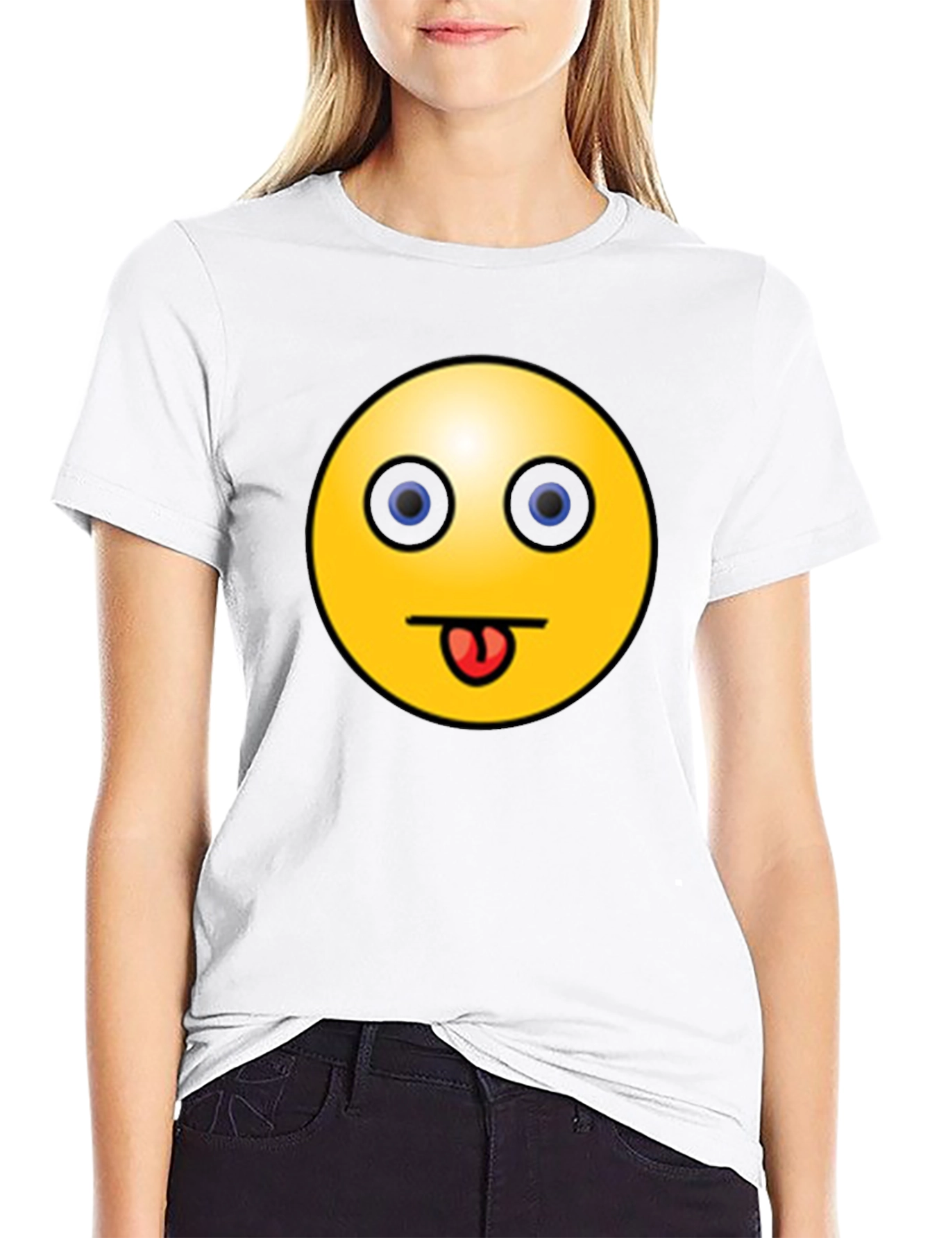 Black Funny Emoji Graphic Black T-Shirt - Tongue Out Smiley view 9