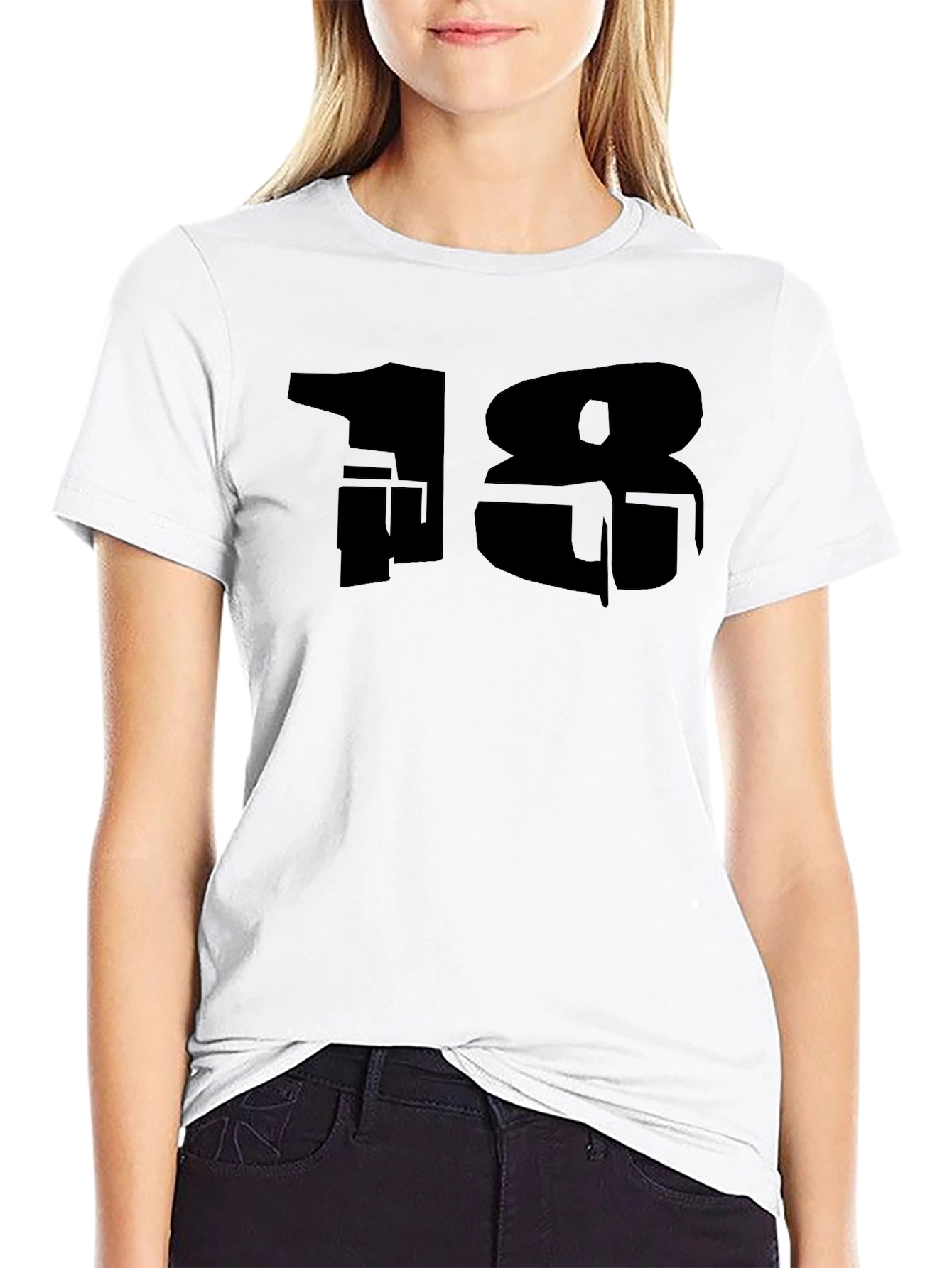 Black Graphic Number T-Shirt - Black, Casual Style view 9