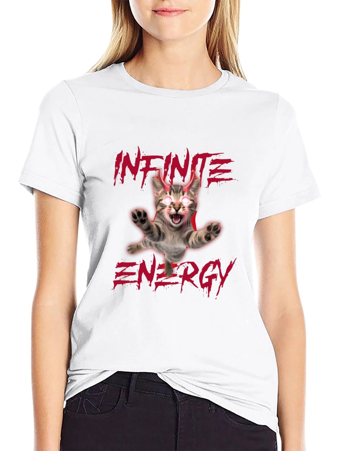 Black Infinite Energy Cat T-Shirt - Men's Black Tee view 9