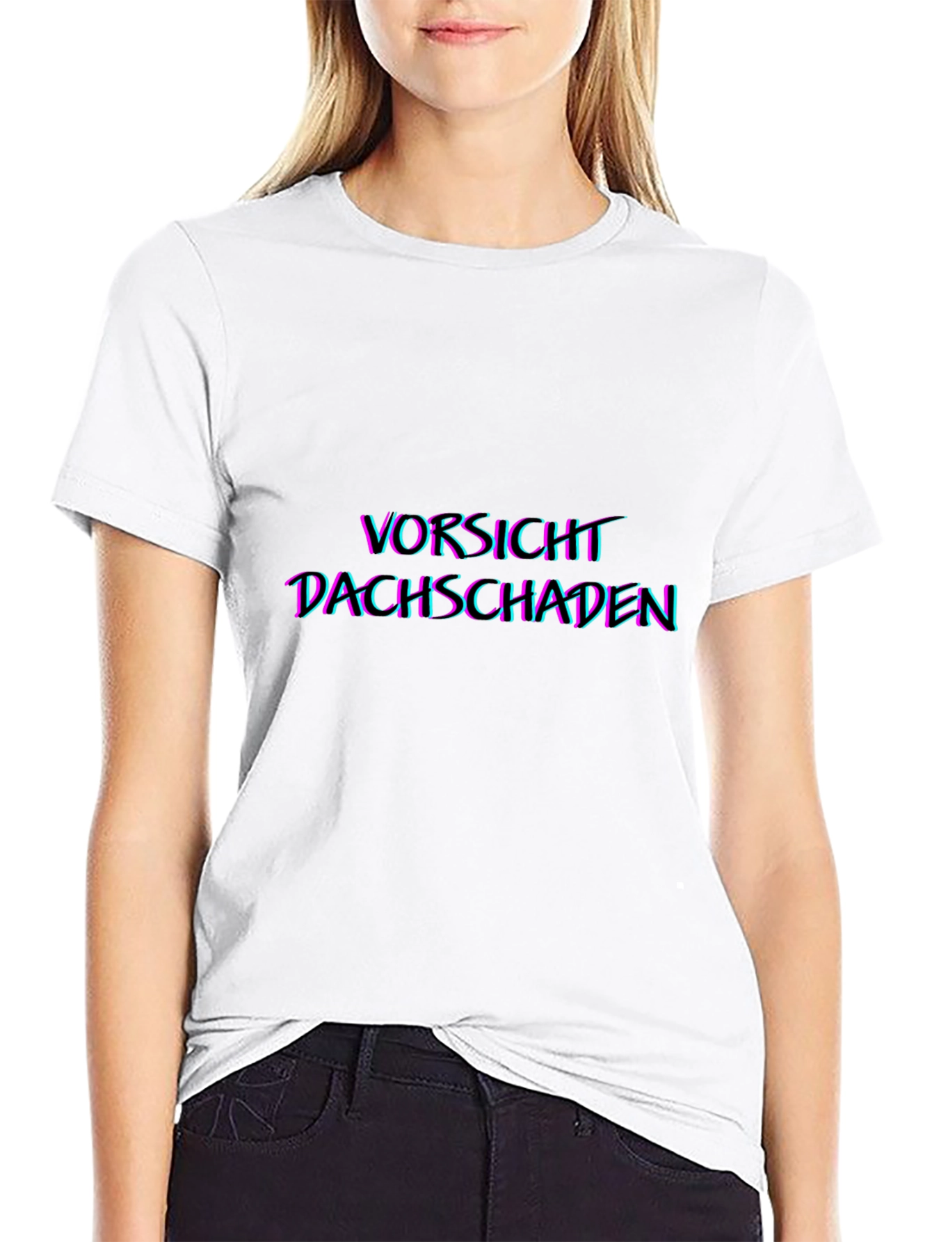 Black Vorsicht Dachschaden Graphic Tee - Black view 9