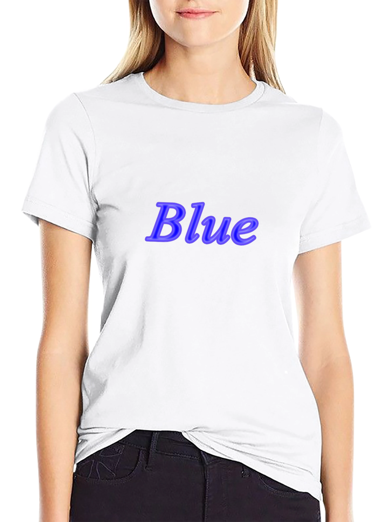 Black Stylish Black T-Shirt with "Blue" Text view 9
