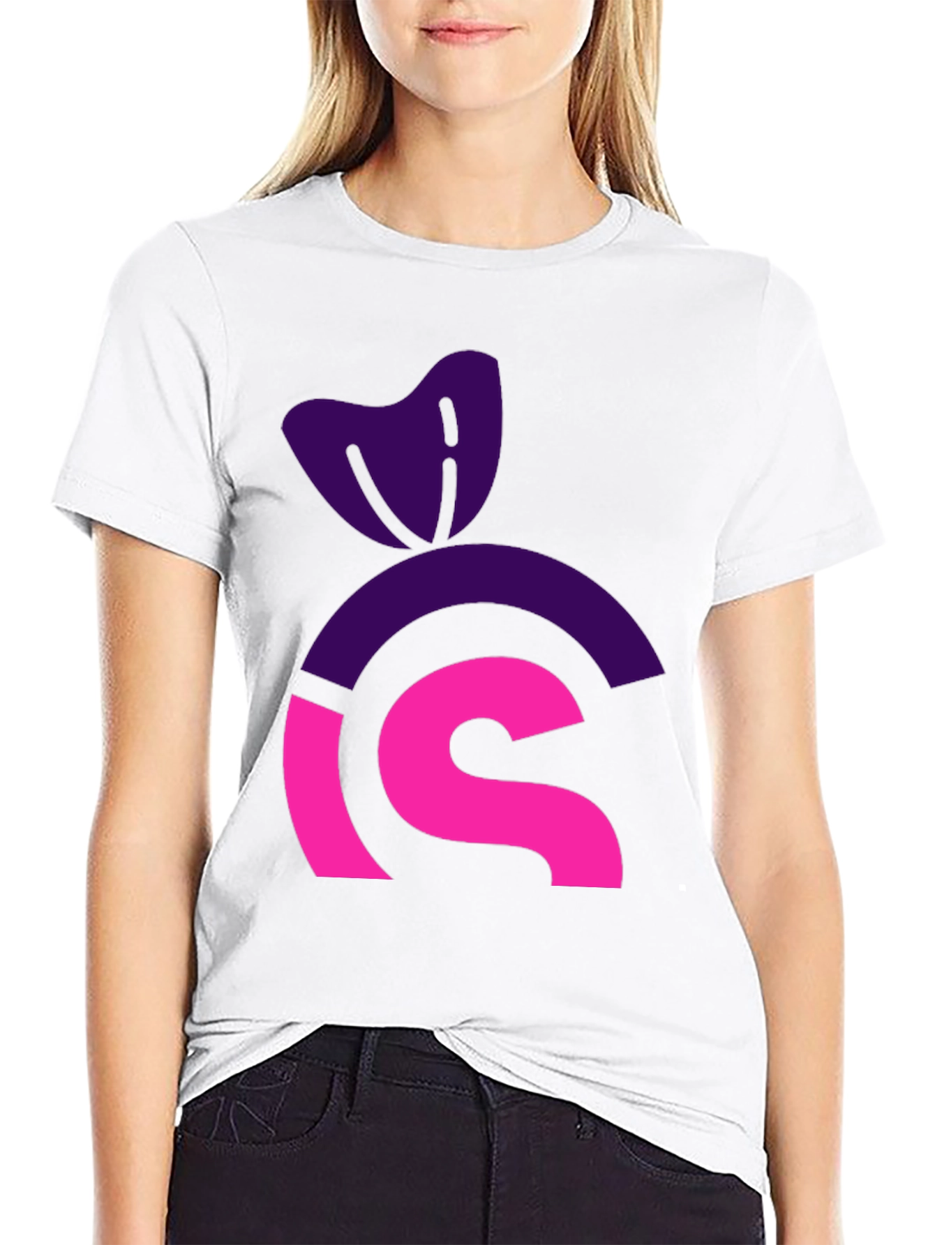 Black Modern Graphic Tee: Purple & Pink Icon Design view 9