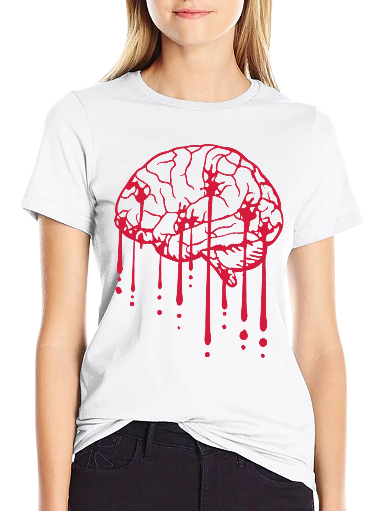 Black Bleeding Brain Graphic Tee - Black view 9