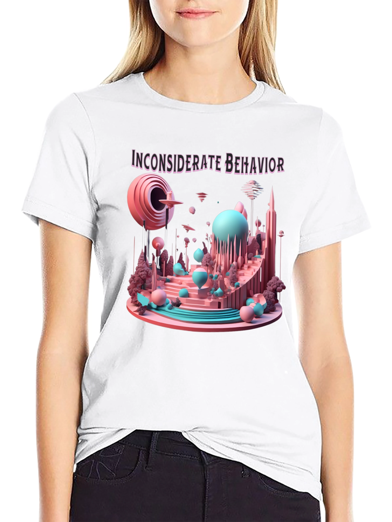 Black Inconsiderate Behavior Black Graphic Tee view 9