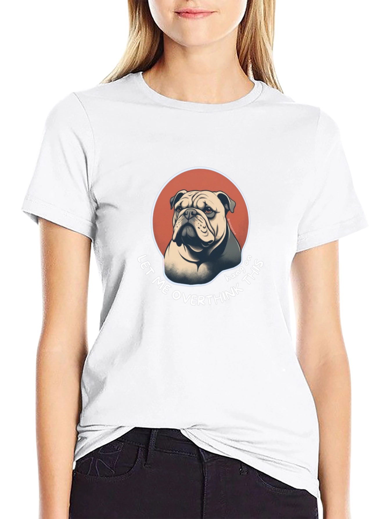 Black Bulldog Overthinking T-Shirt - Funny Graphic Tee view 9