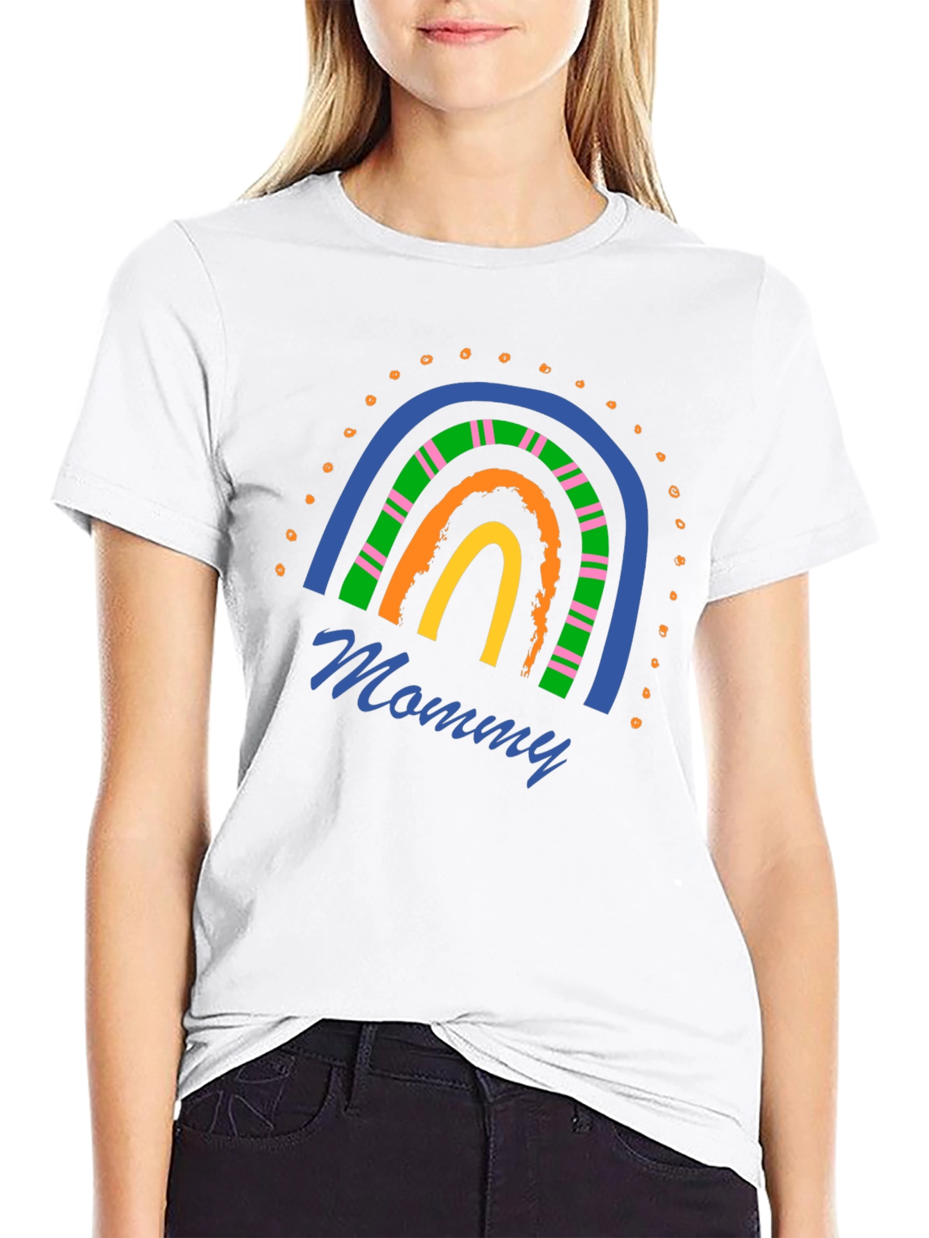 Black Mommy Rainbow Graphic T-Shirt - Stylish Casual Wear view 9