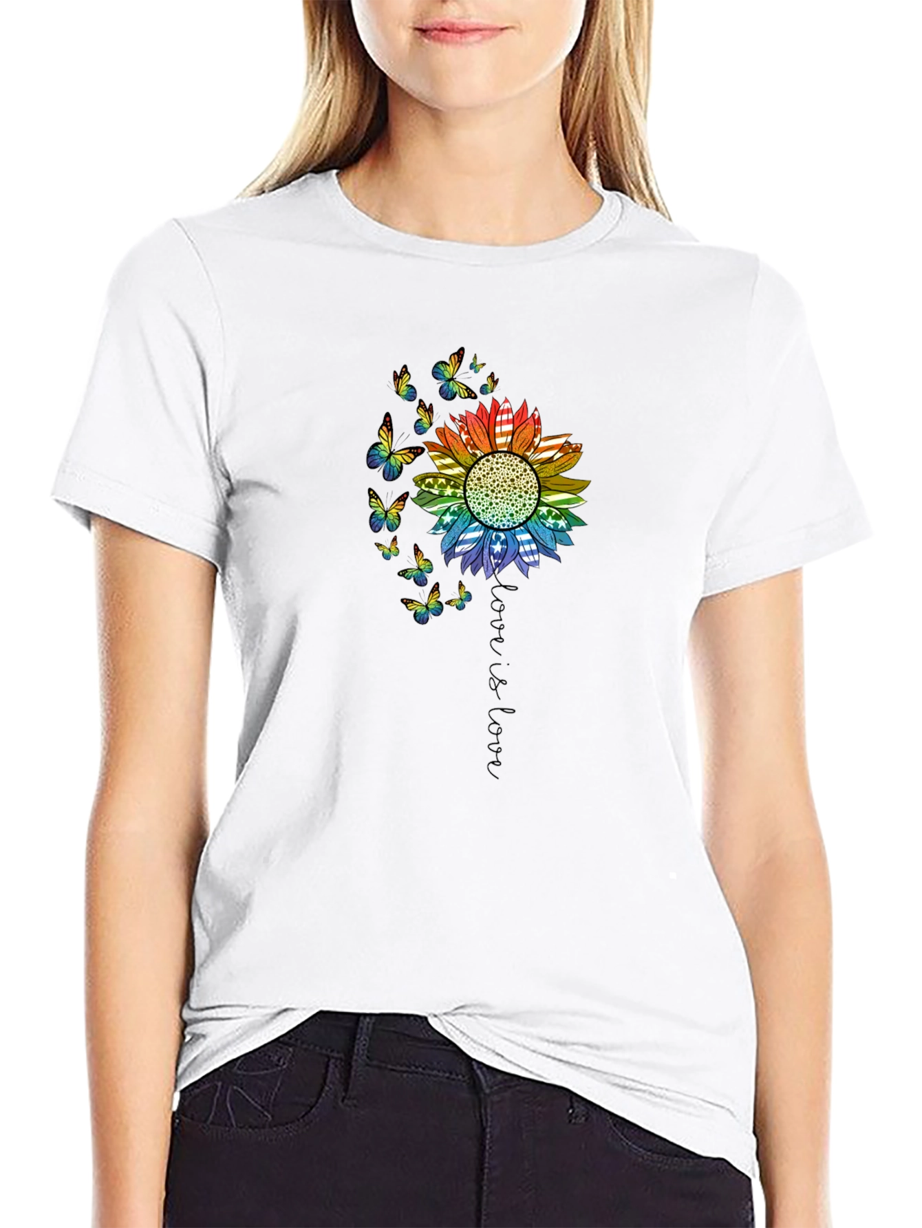 Black Love is Love Rainbow Sunflower Tee view 9