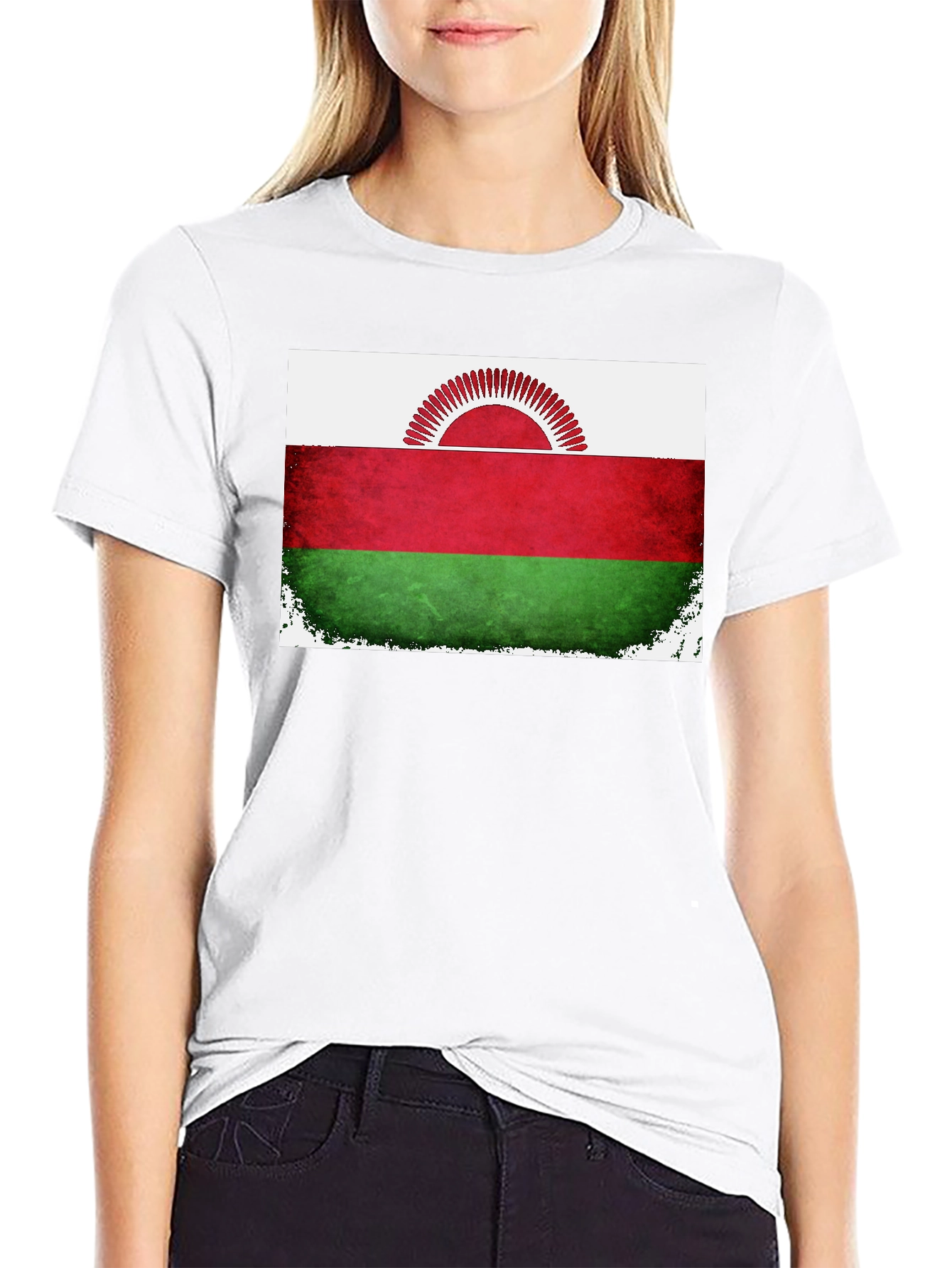 Black Malawi Flag Graphic T-Shirt view 9