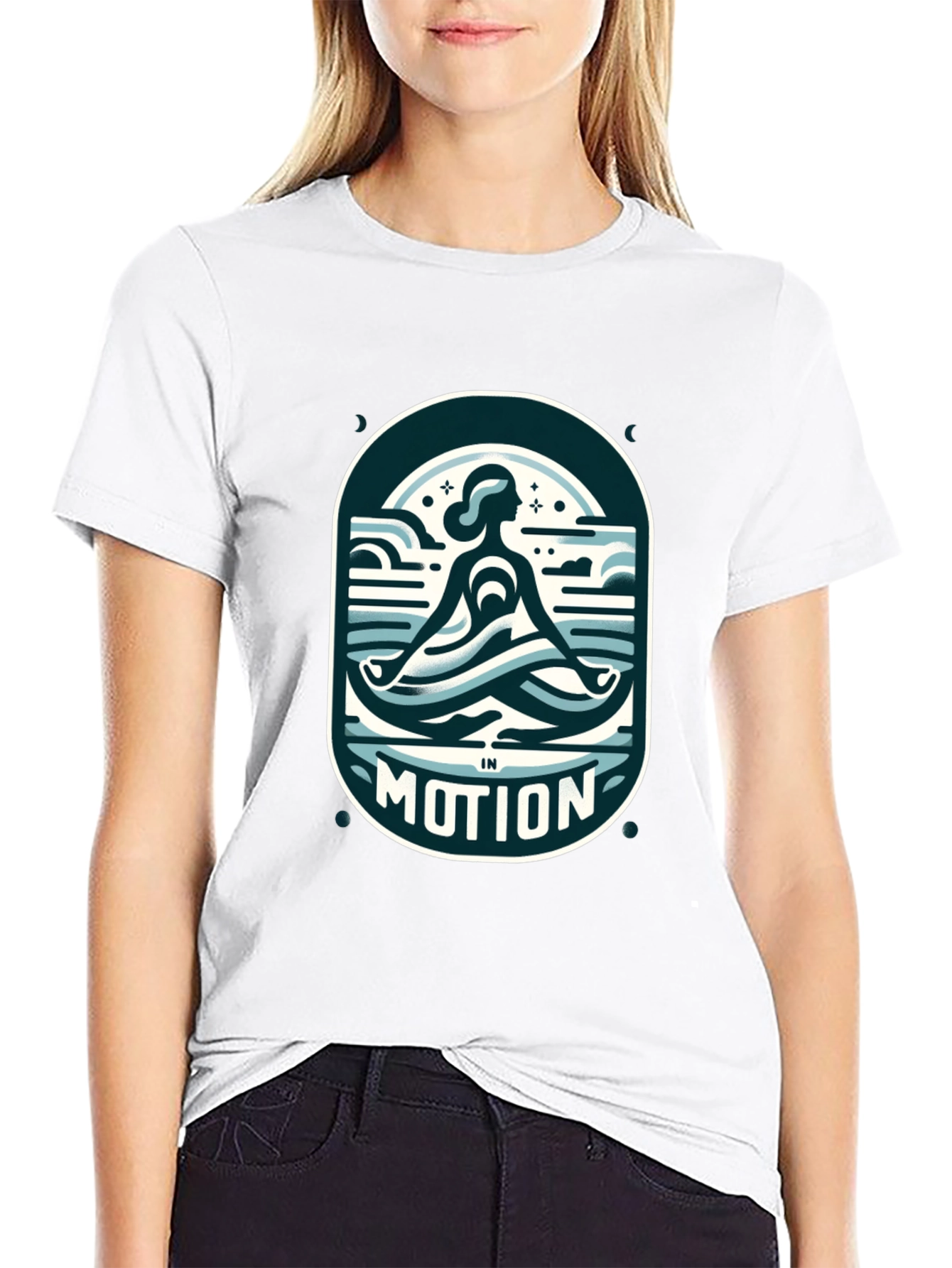Black Motion Graphic Tee - Yoga, Meditation view 9