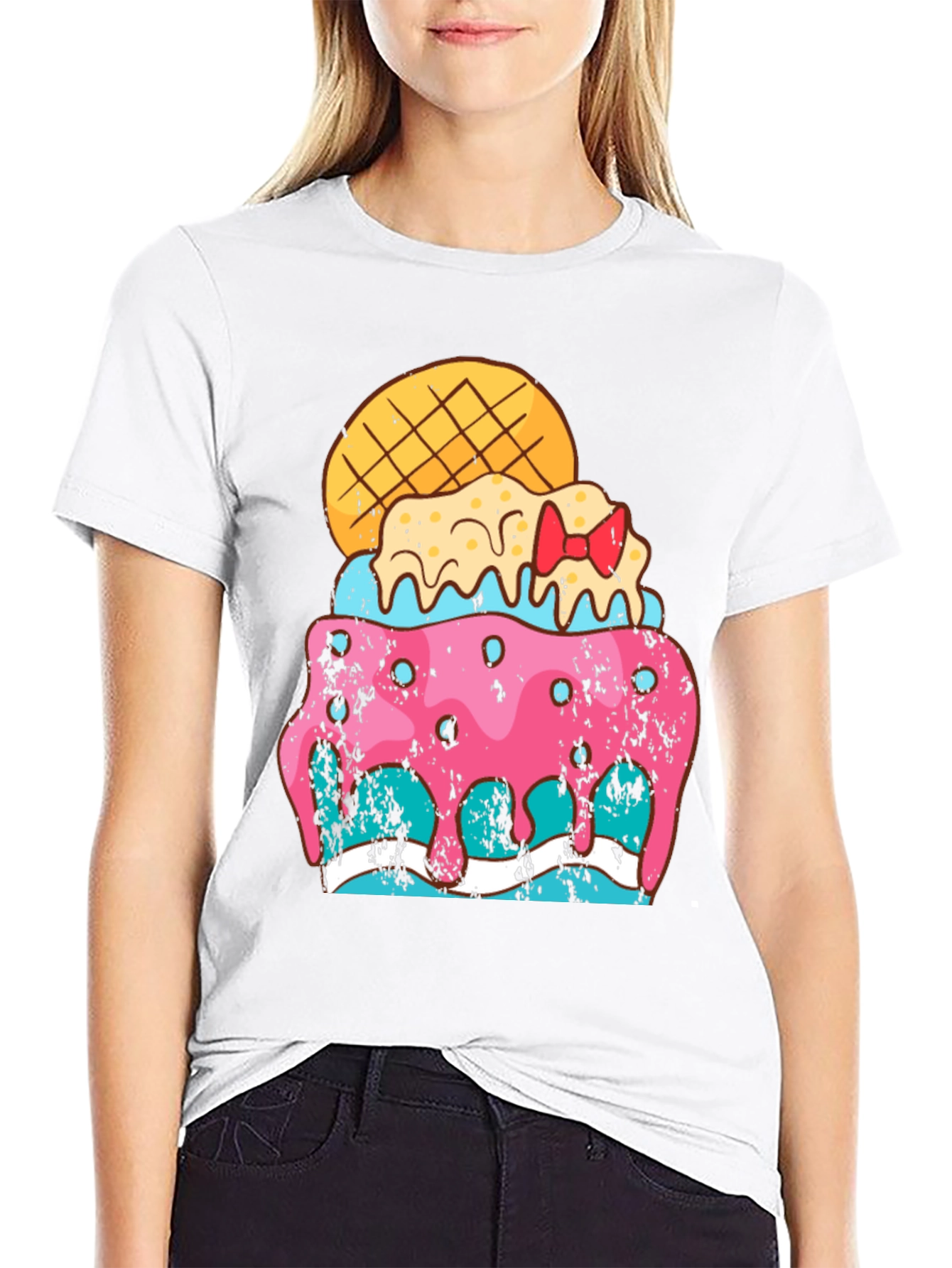 Black Fun Ice Cream Treat Graphic Tee - Black Cotton Blend Shirt view 9