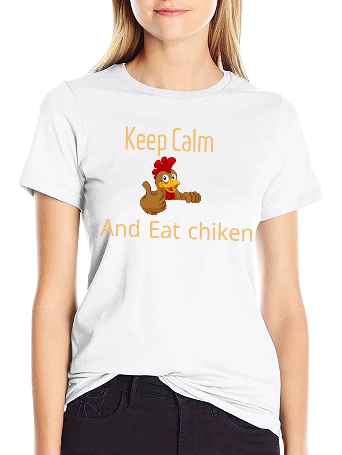 Black Keep Calm & Eat Chiken Graphic T-Shirt - Funny Chicken Lover Tee view 9