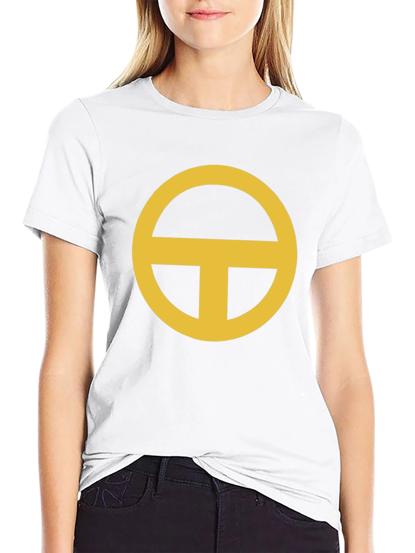 Black Minimalist Gold Circle-T Graphic Black T-Shirt view 9