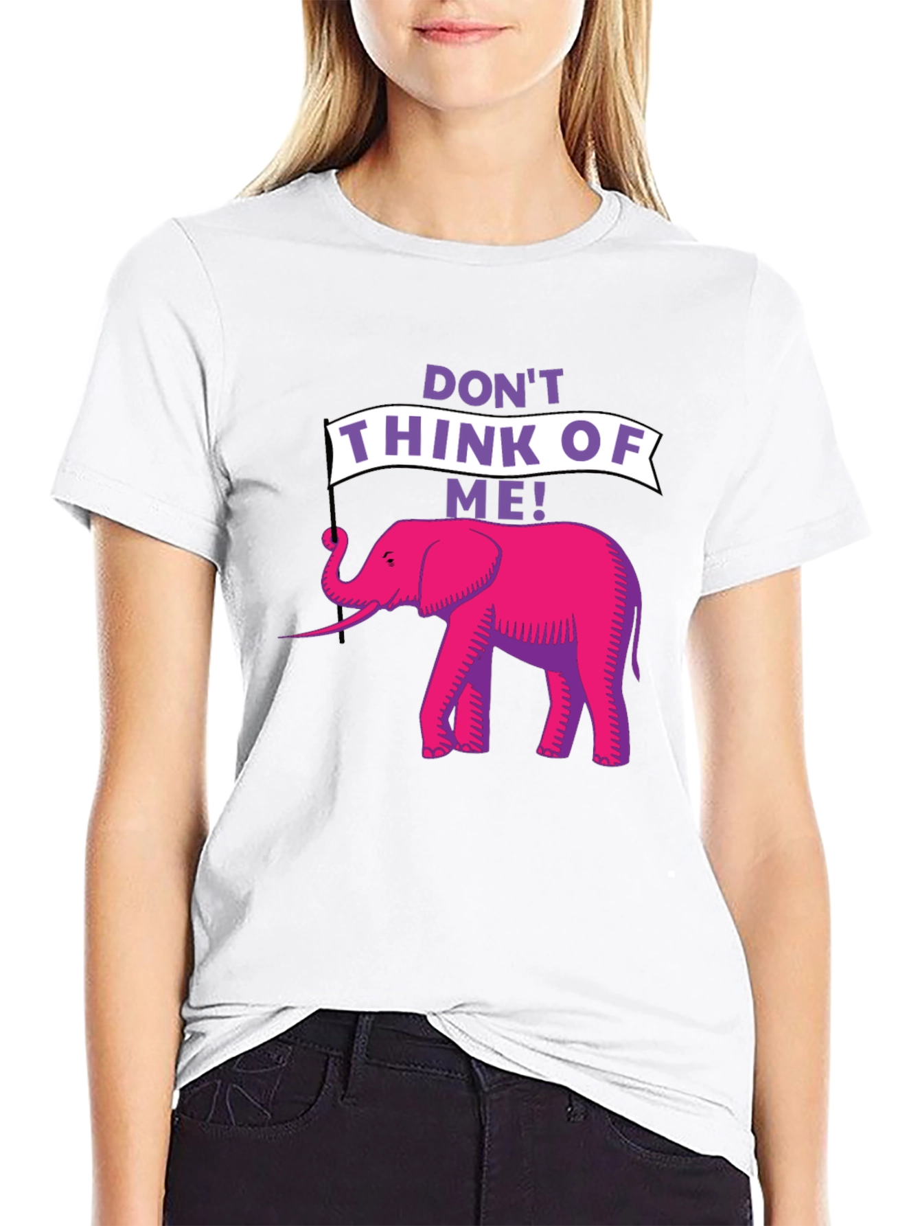 Black Don't Think of Me! Elephant Graphic Tee view 9