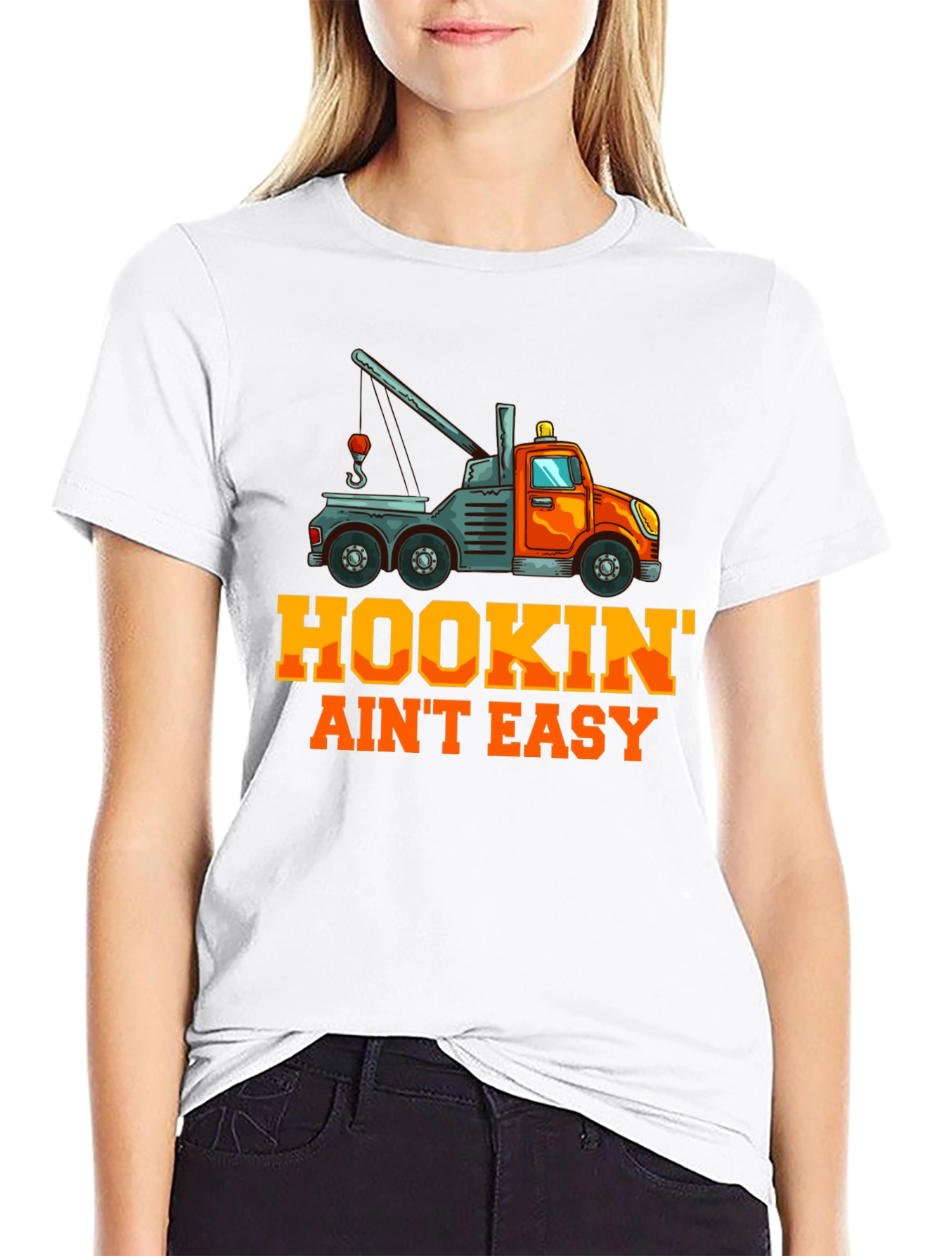 Hookin' Ain't Easy Tow Truck Graphic T-Shirt - 9