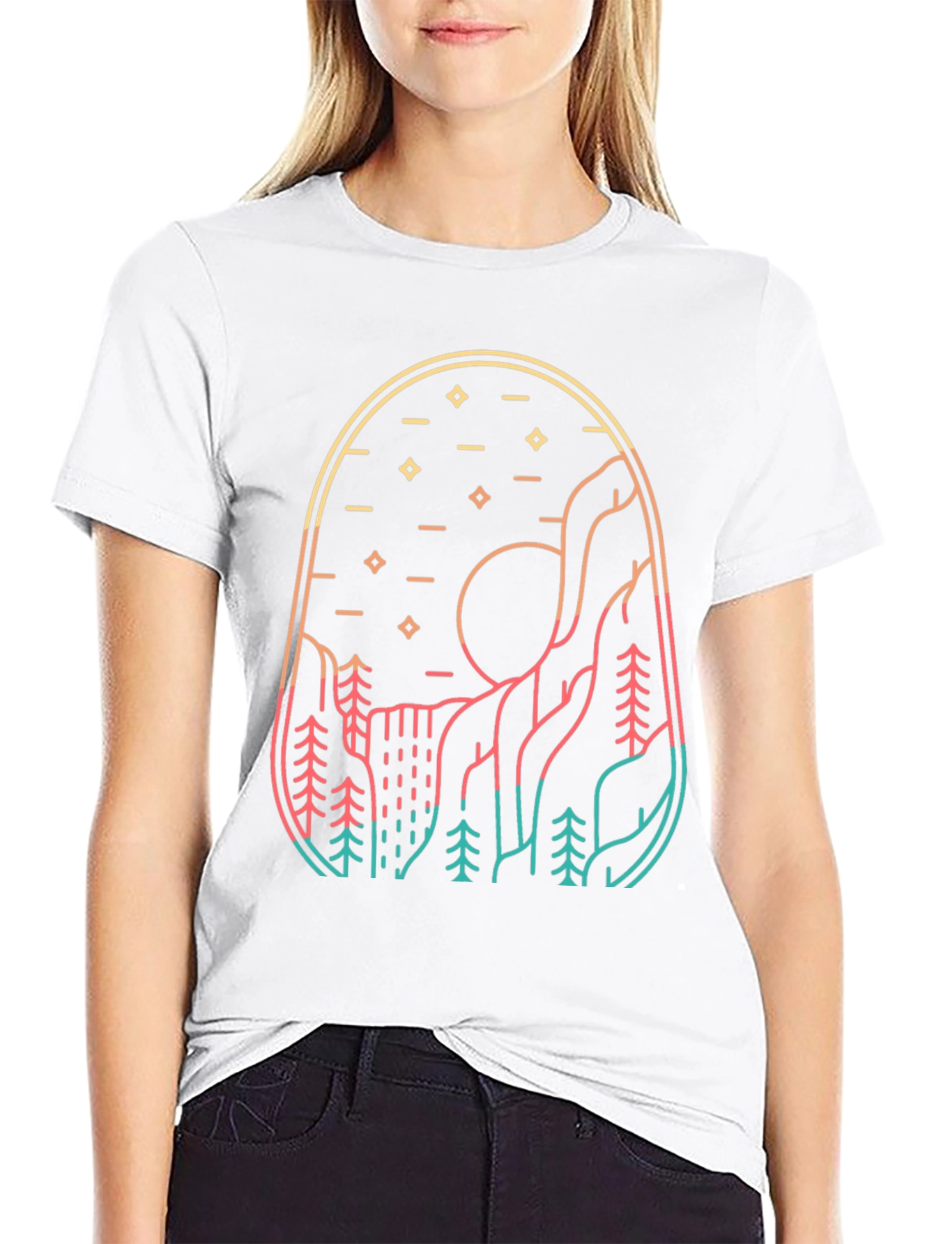 Black Mountainscape Graphic Tee - Nature Inspired Design view 9