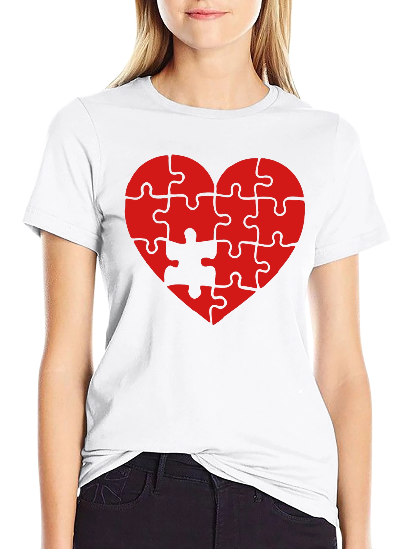 Black Heart Puzzle Piece T-Shirt - Love Completes You view 9