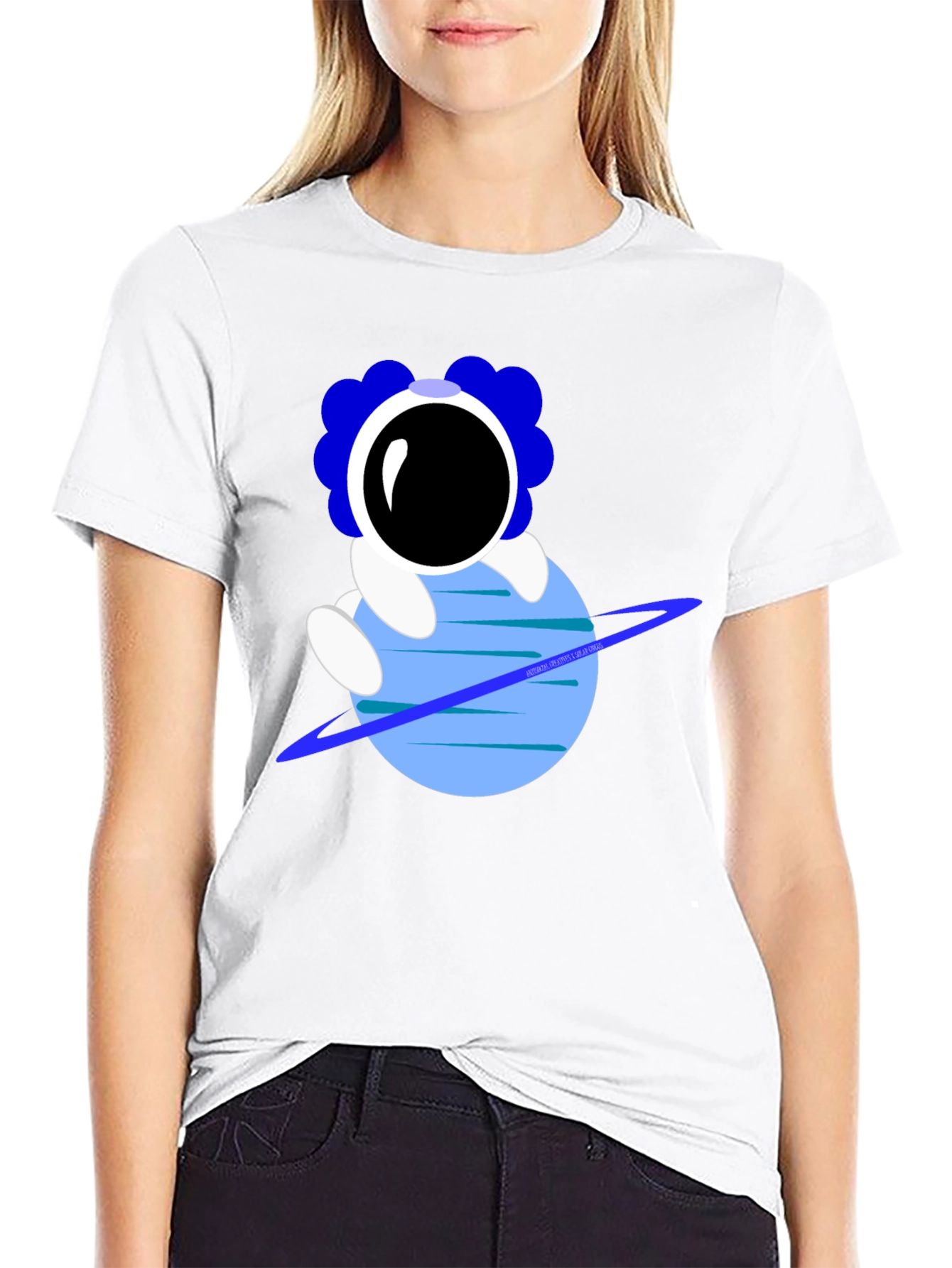 Black Astronaut on Planet Graphic T-Shirt view 9