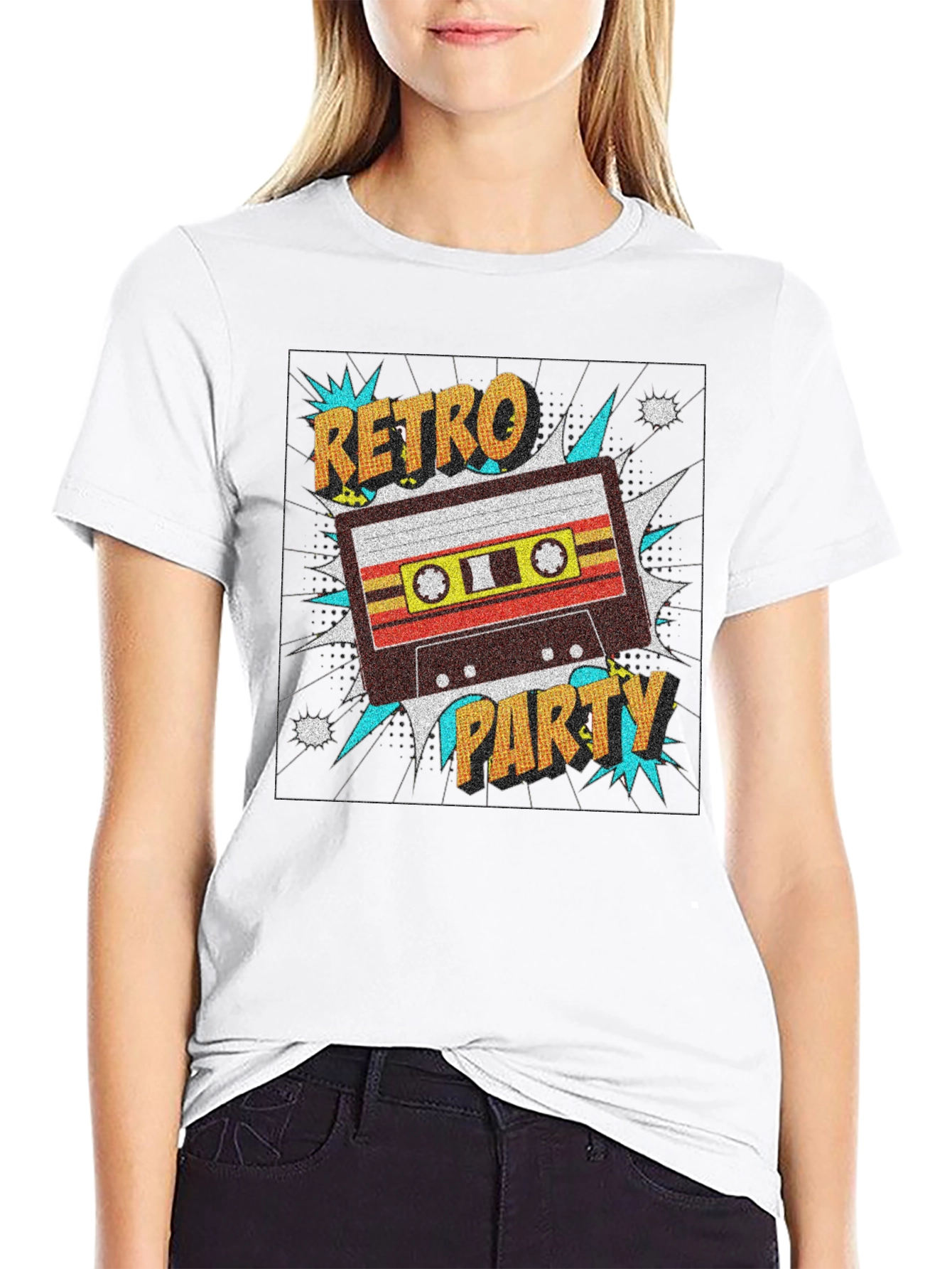 Black Retro Party Cassette Tape Graphic T-Shirt view 9