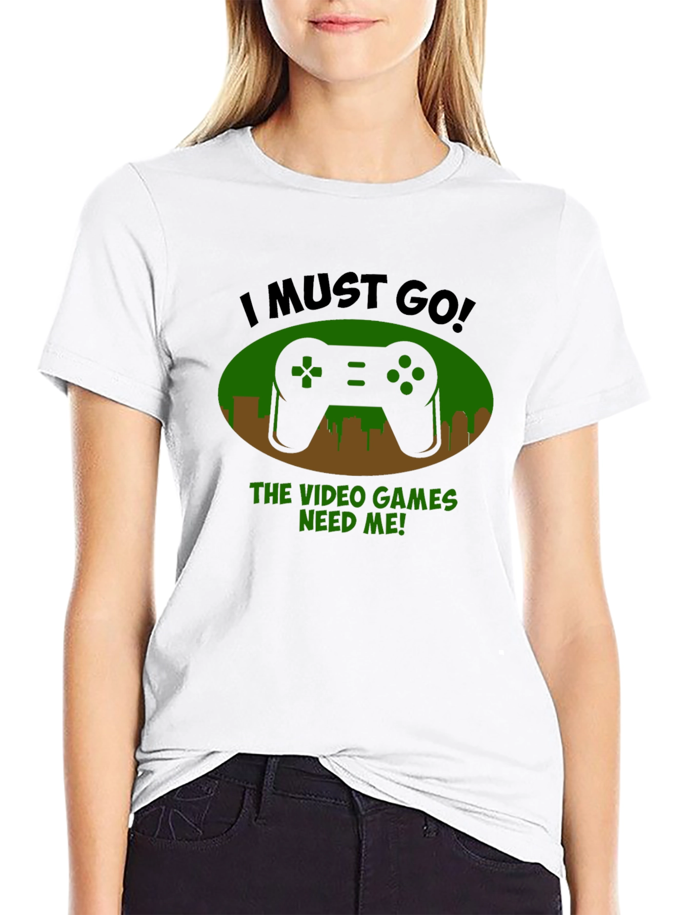 Black Gamer T-Shirt - I Must Go, Video Games Need Me! view 9