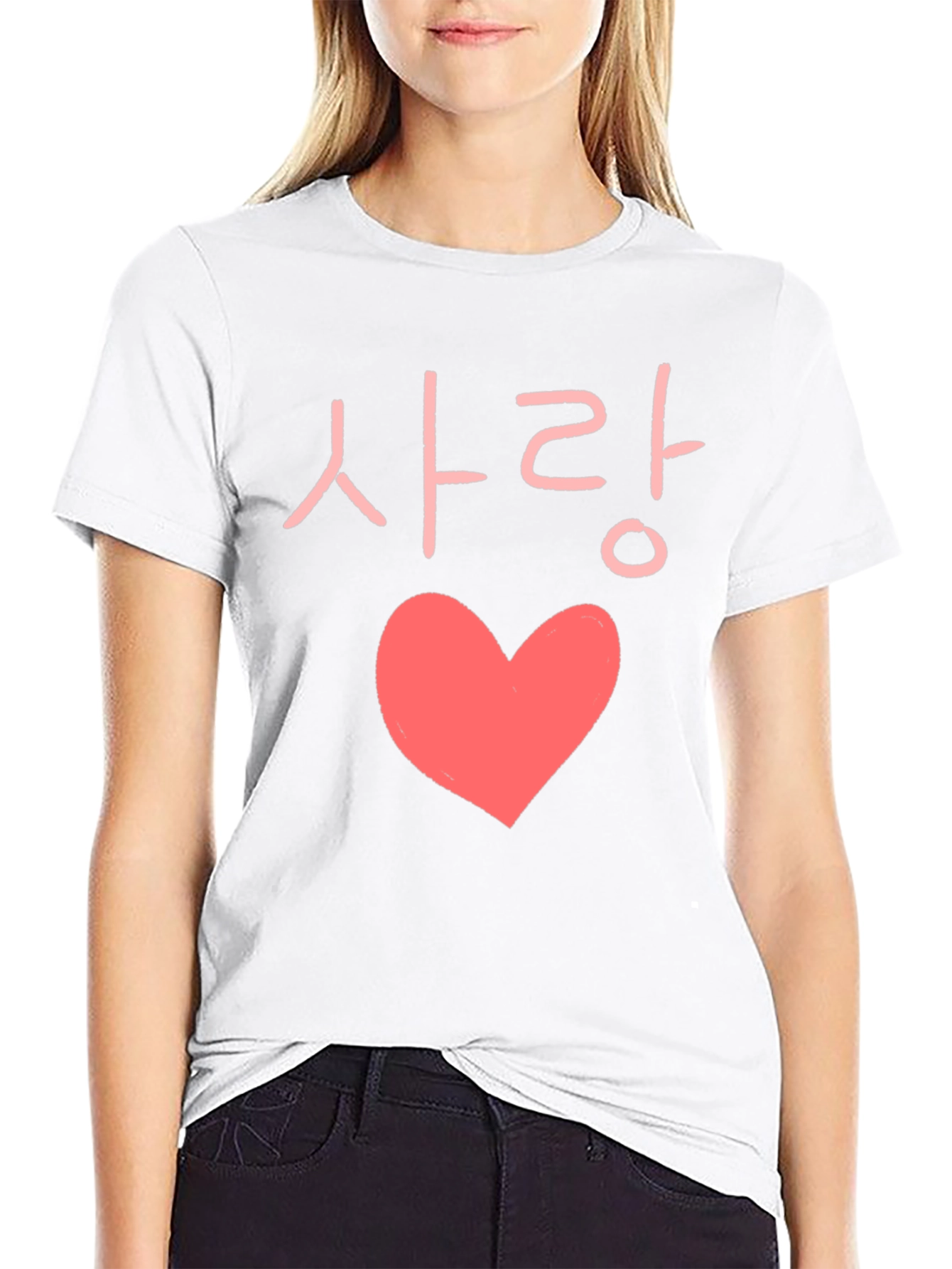Black Love Korean Heart Graphic T-Shirt view 9