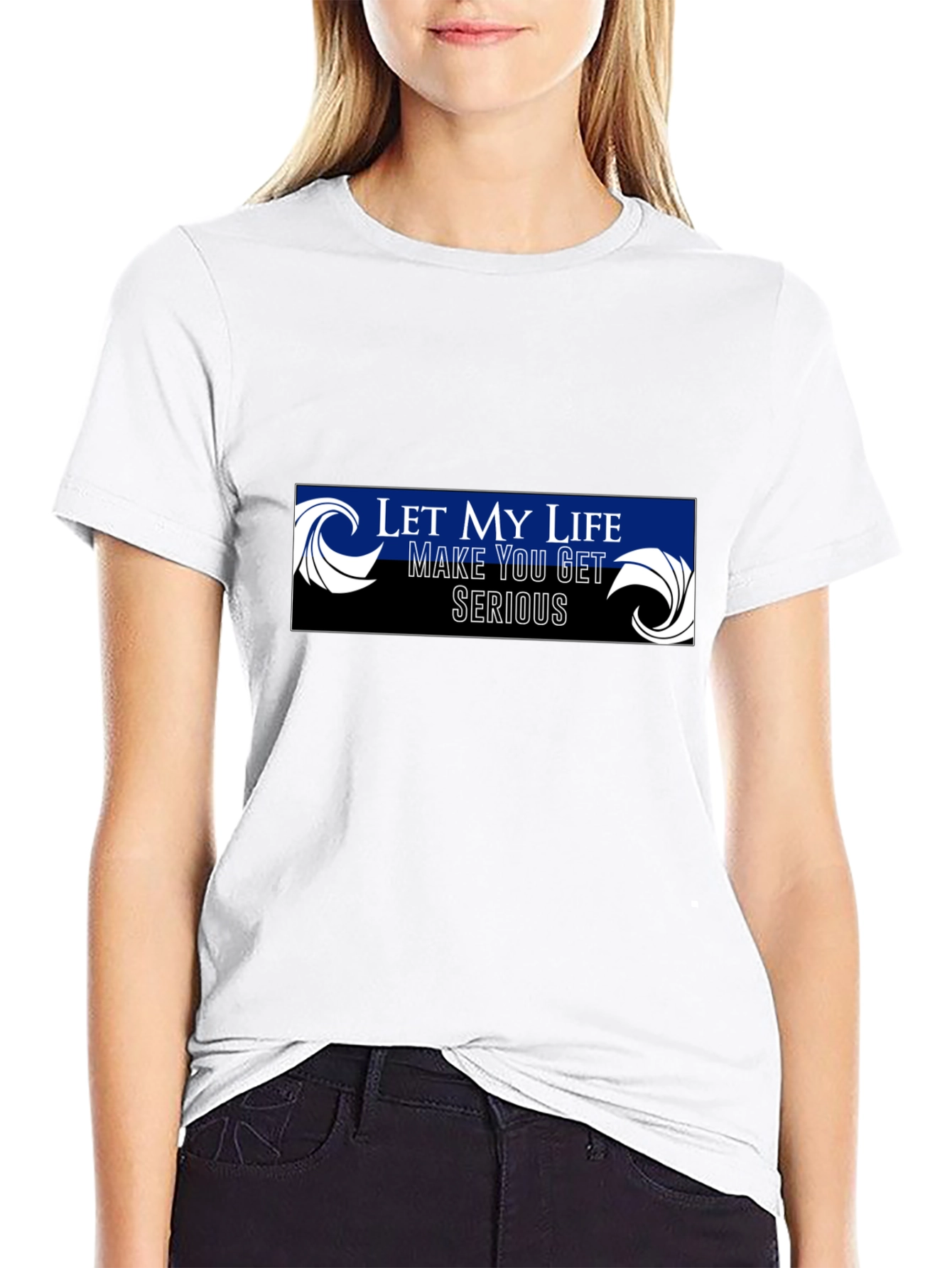 Black Let My Life Make You Get Serious Black Graphic Tee view 9