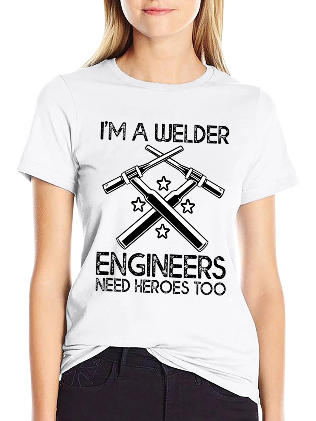 Black Welder Hero Black T-Shirt - Engineers Need Heroes Too! view 9
