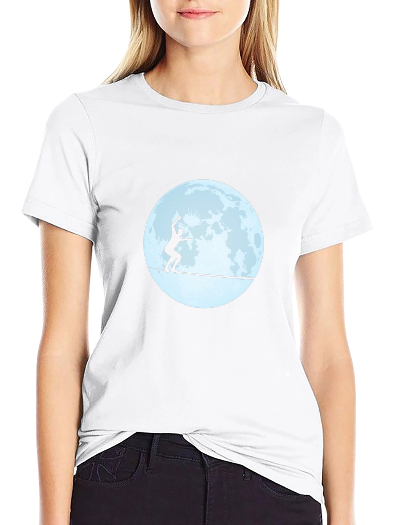 Black Slackline Moon T-Shirt - Balance Under the Stars view 9