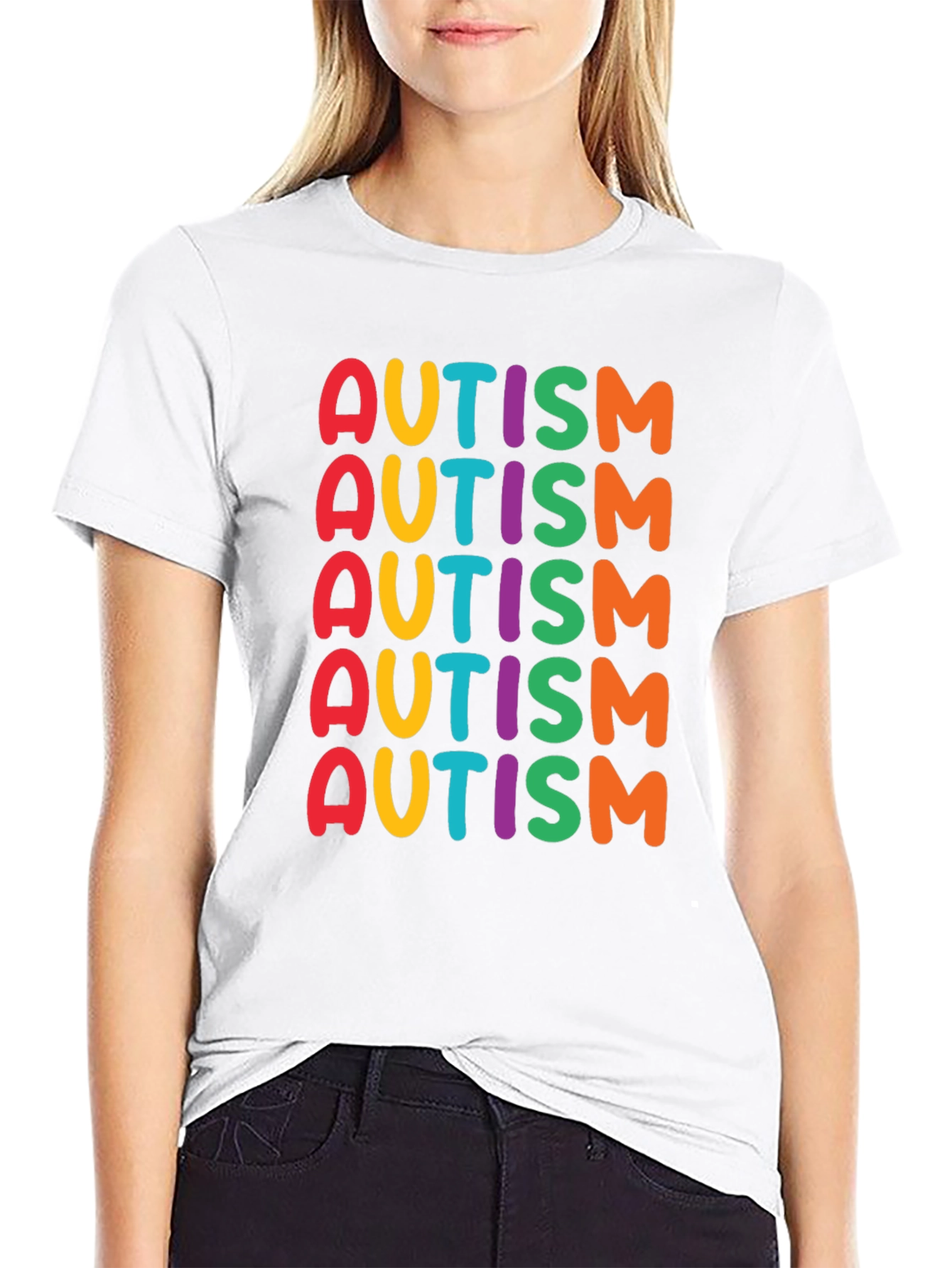 Black Colorful Autism Awareness T-Shirt view 9