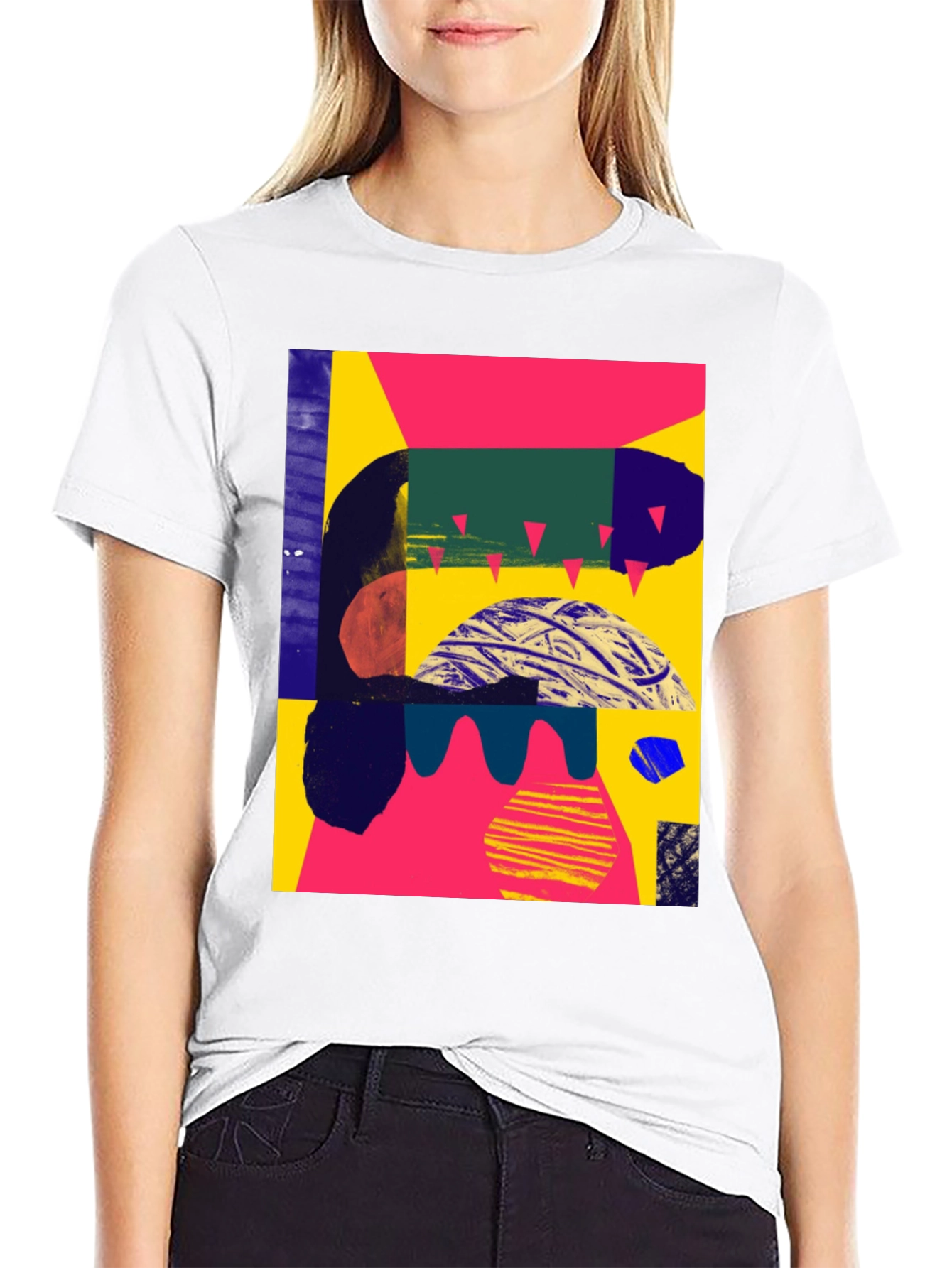 Black Abstract Graphic Black T-Shirt view 9