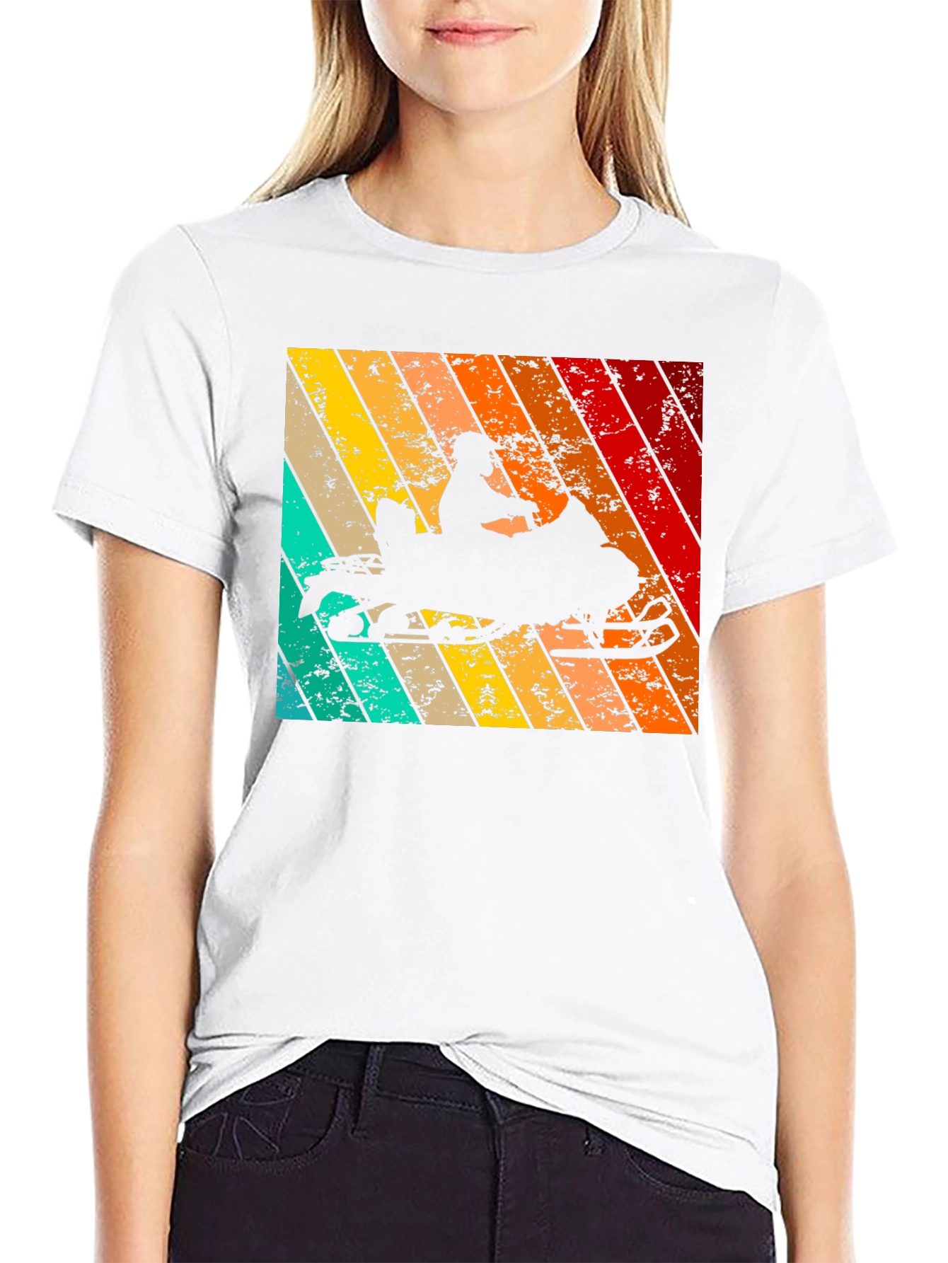 Black Retro Snowmobile T-Shirt | Vintage Style view 9