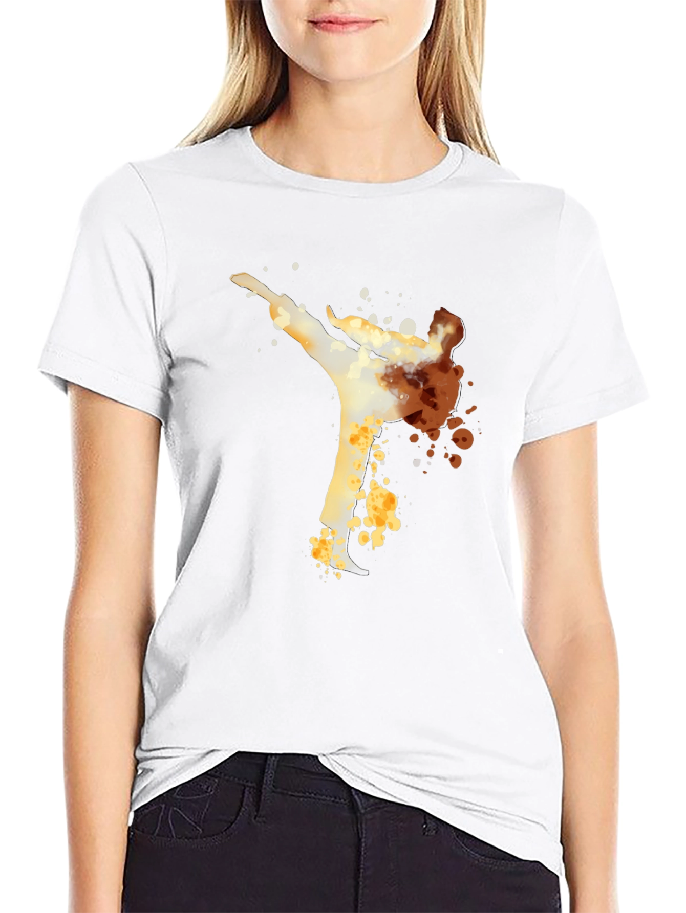 Black Abstract Karate Kick Graphic Tee - Modern Style view 9