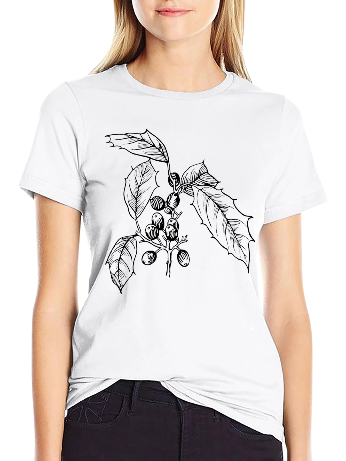 Black Botanical Sketch Graphic Tee - Unisex view 9