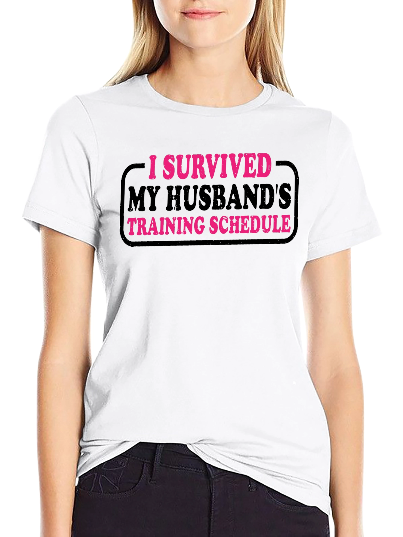 Black I Survived My Husband's Training Schedule T-Shirt view 9