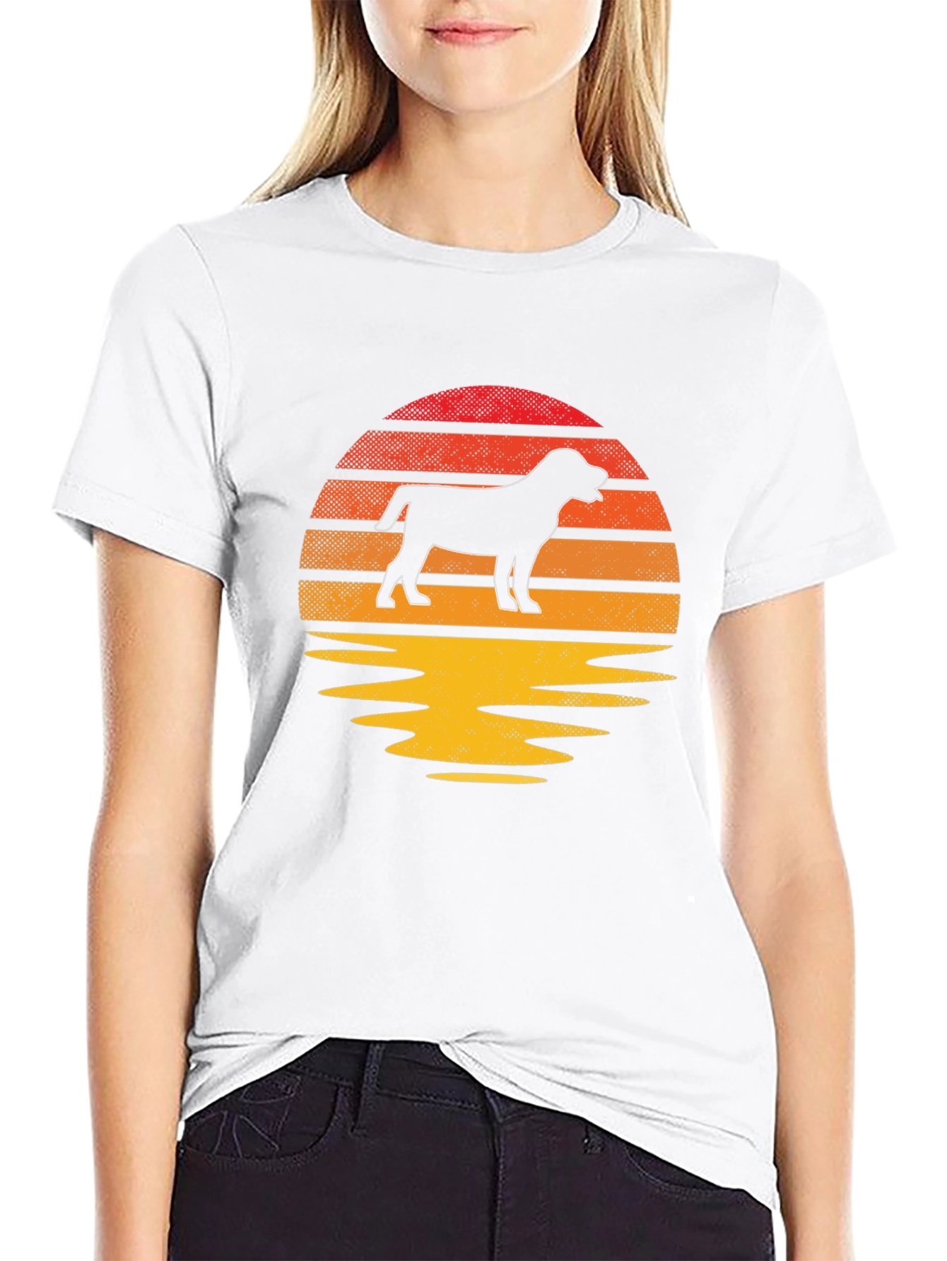 Black Dog Silhouette Sunset T-Shirt view 9