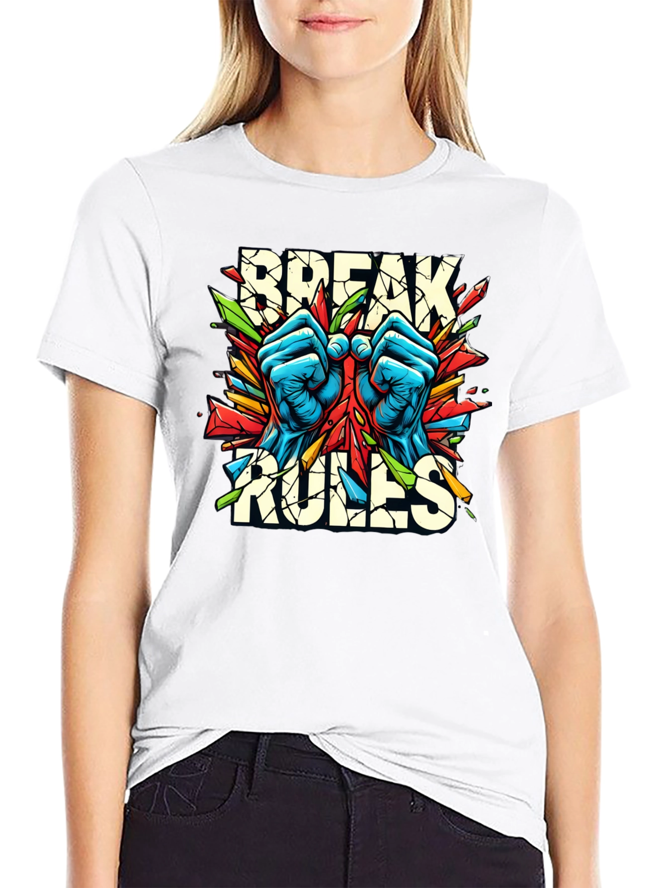 Black Break Rules Graphic Tee - Bold Streetwear Style view 9