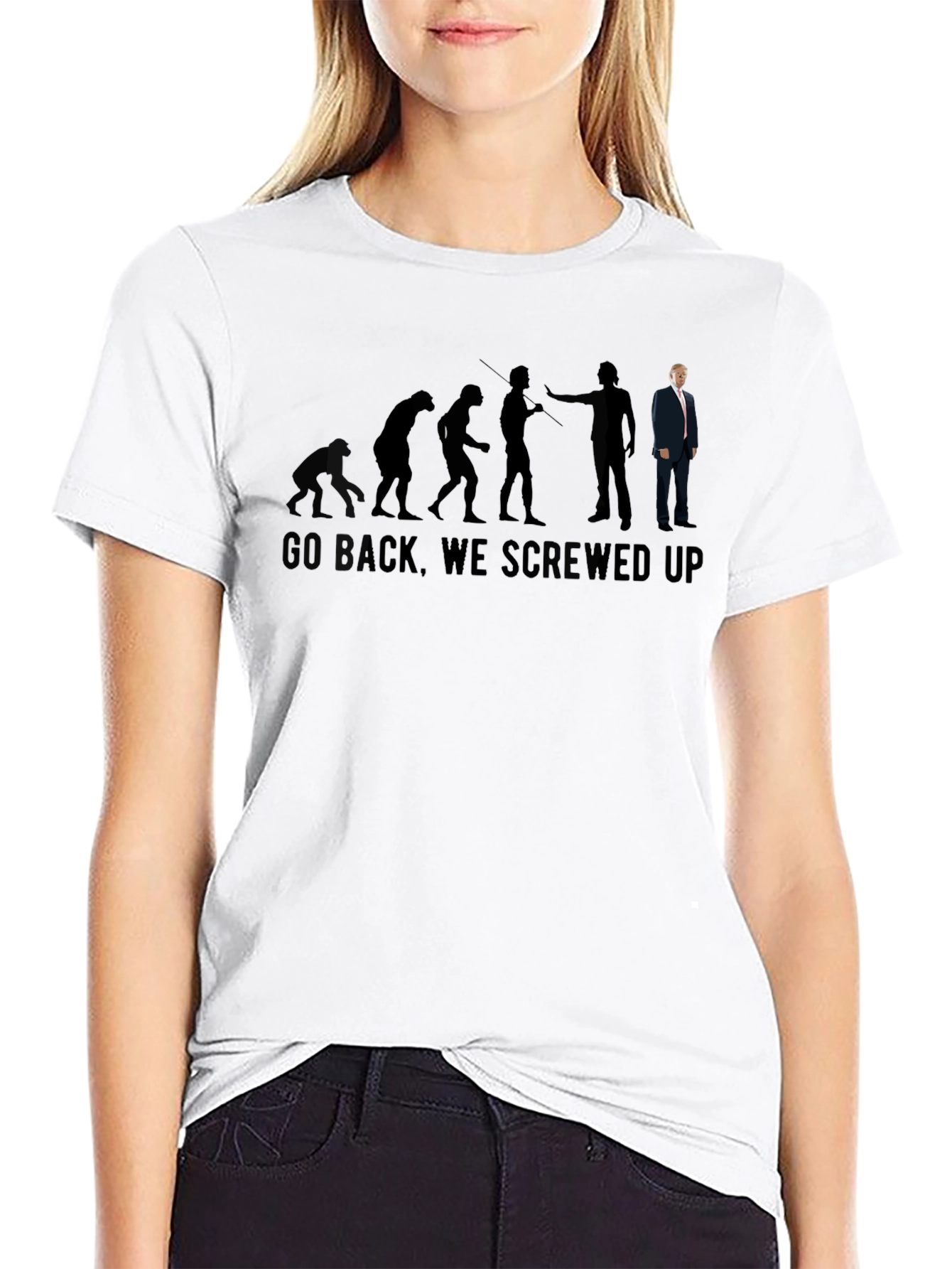 Black Evolution Trump Go Back Screwed Up T-Shirt view 9