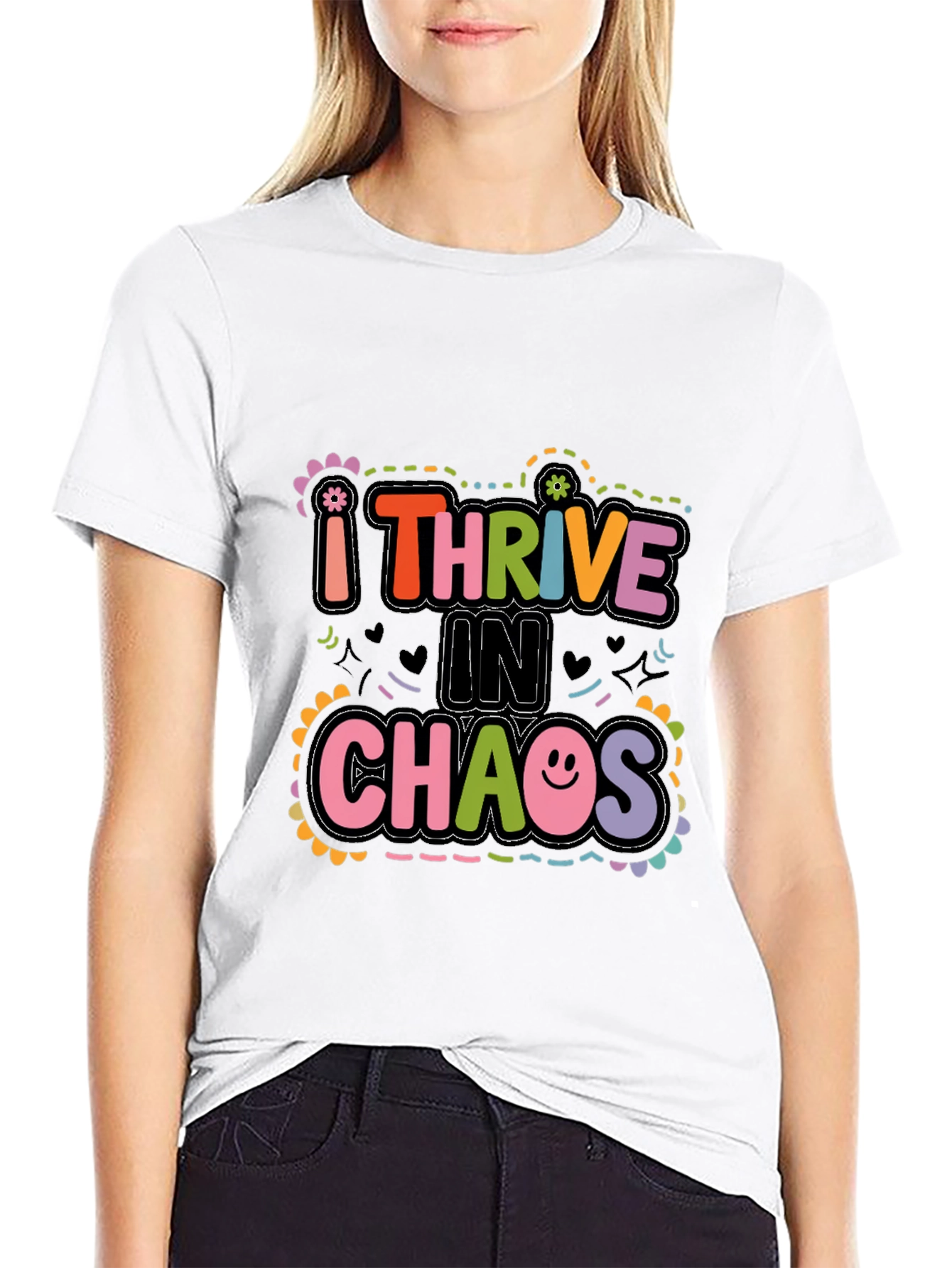 Black I Thrive in Chaos Graphic Tee view 9