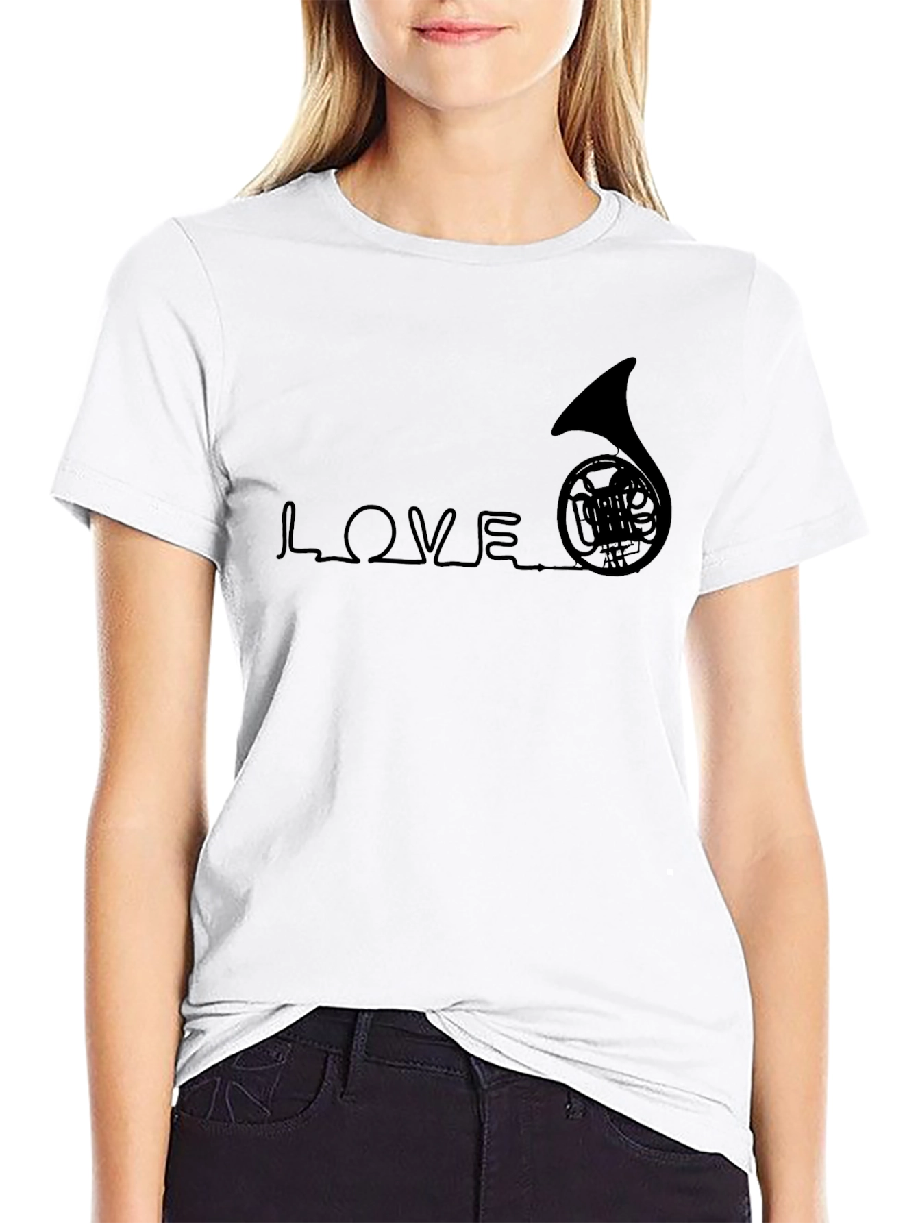 Black Love French Horn Graphic Tee view 9