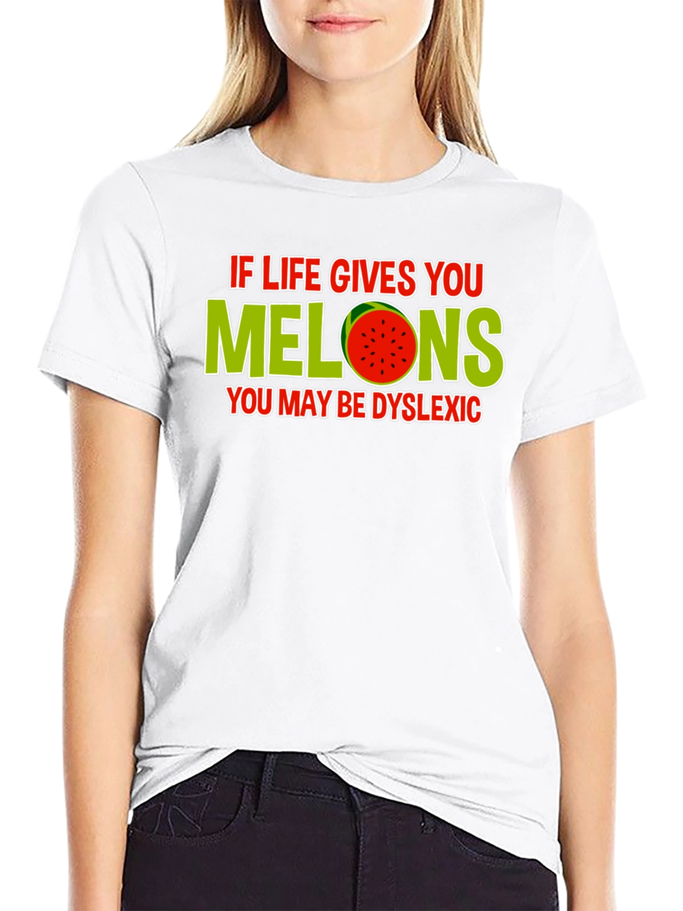 Black Dyslexic Melons Graphic Novelty T-Shirt view 9