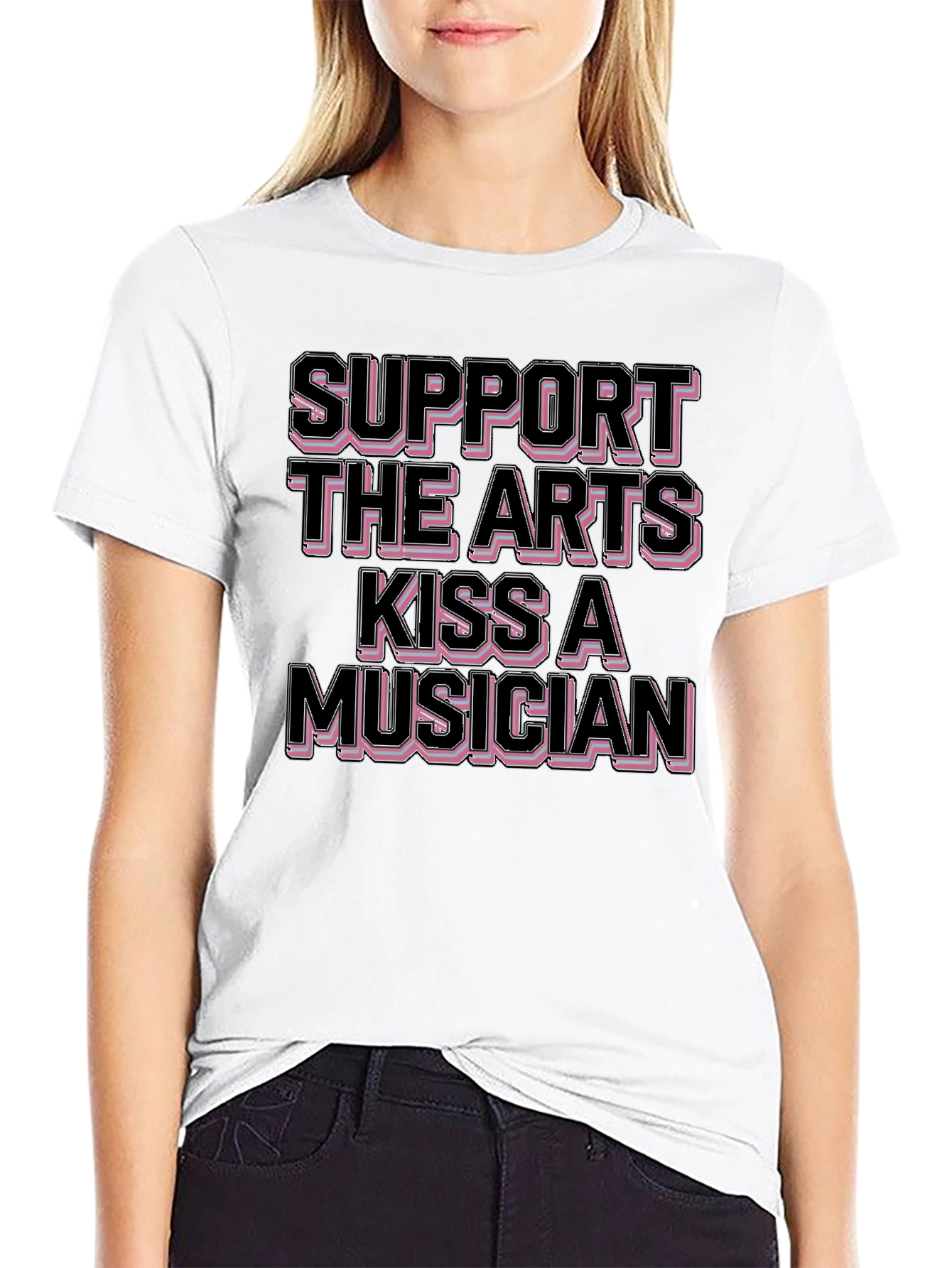 Black Support The Arts Kiss A Musician Black T-Shirt view 9