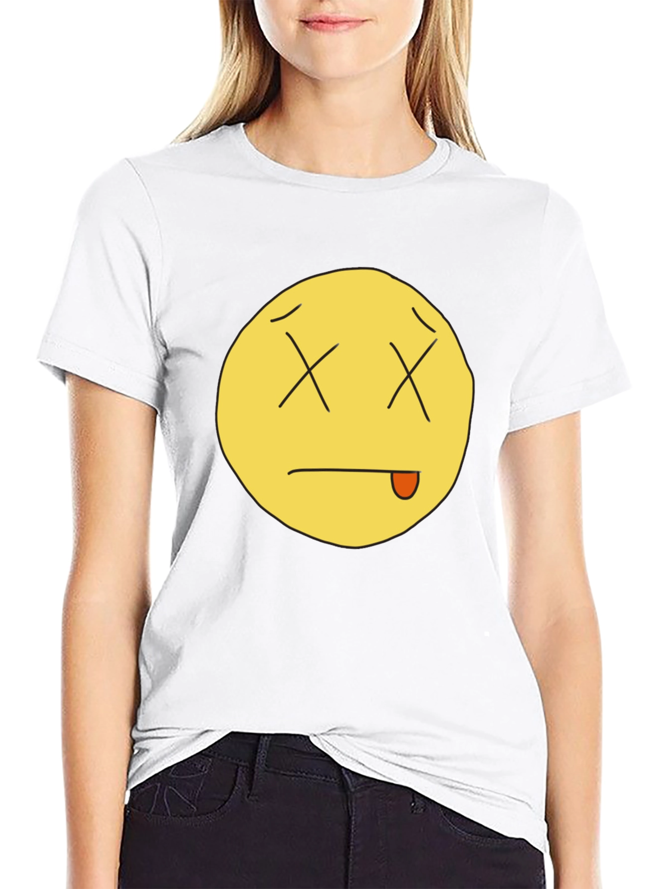 Black Funny Dead Emoji Black T-Shirt view 9