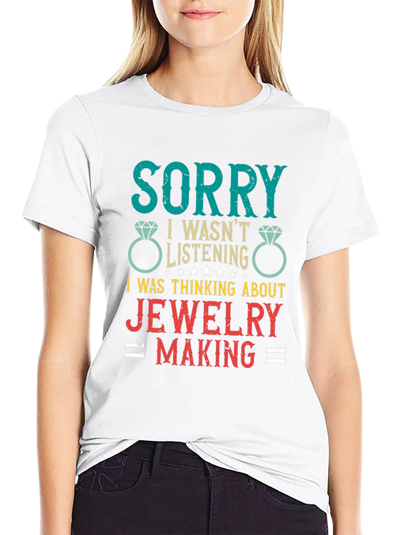 Black Jewelry Making T-Shirt - Sorry Wasn't Listening view 9