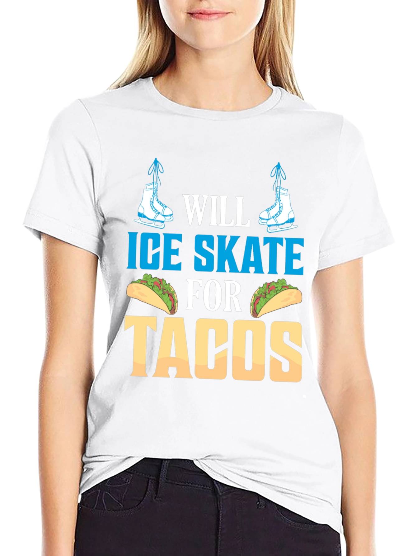 Black Ice Skate for Tacos Graphic Tee view 9