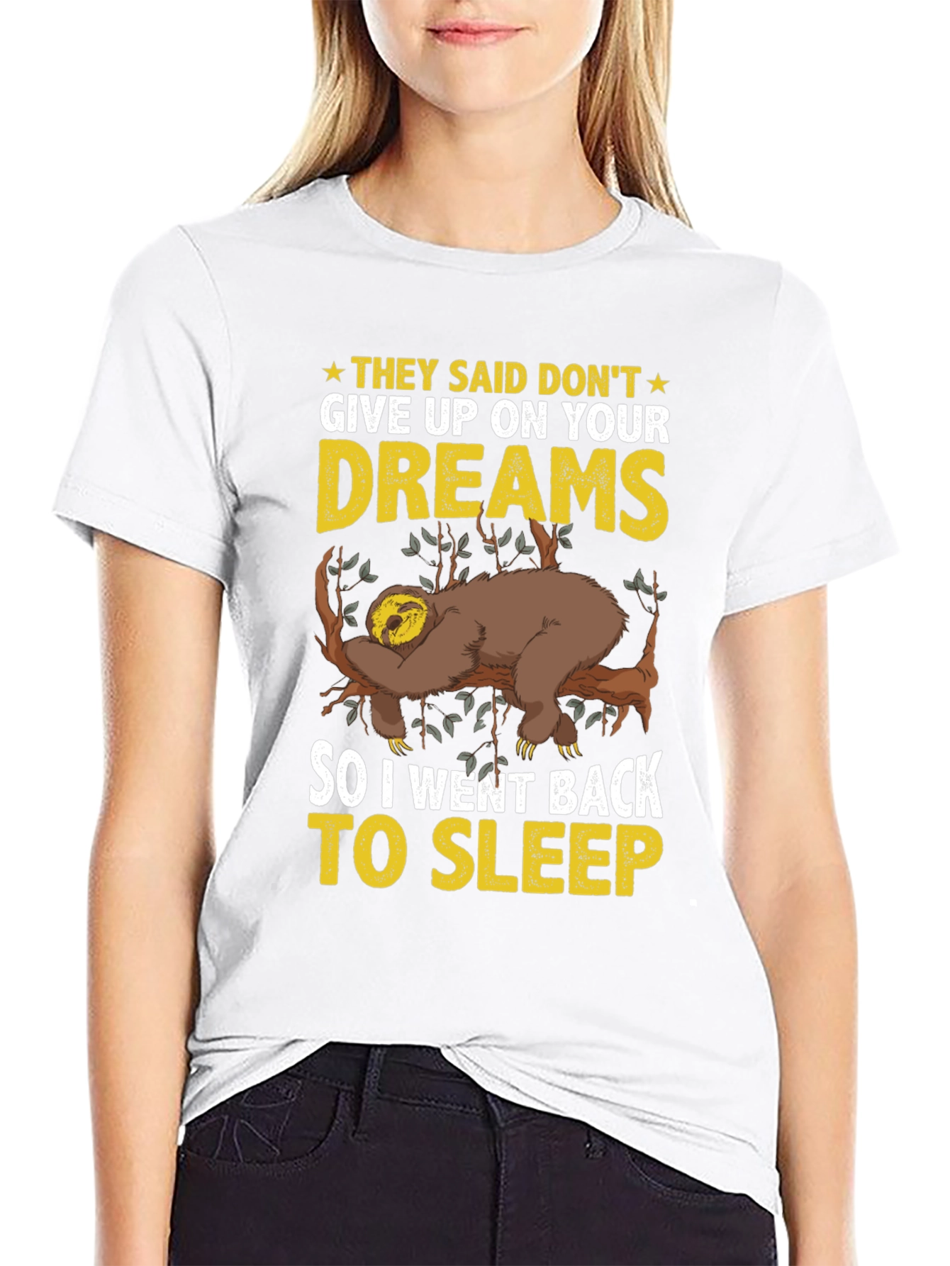 Black Lazy Sloth Dreams T-Shirt - Funny Sleep Tee view 9