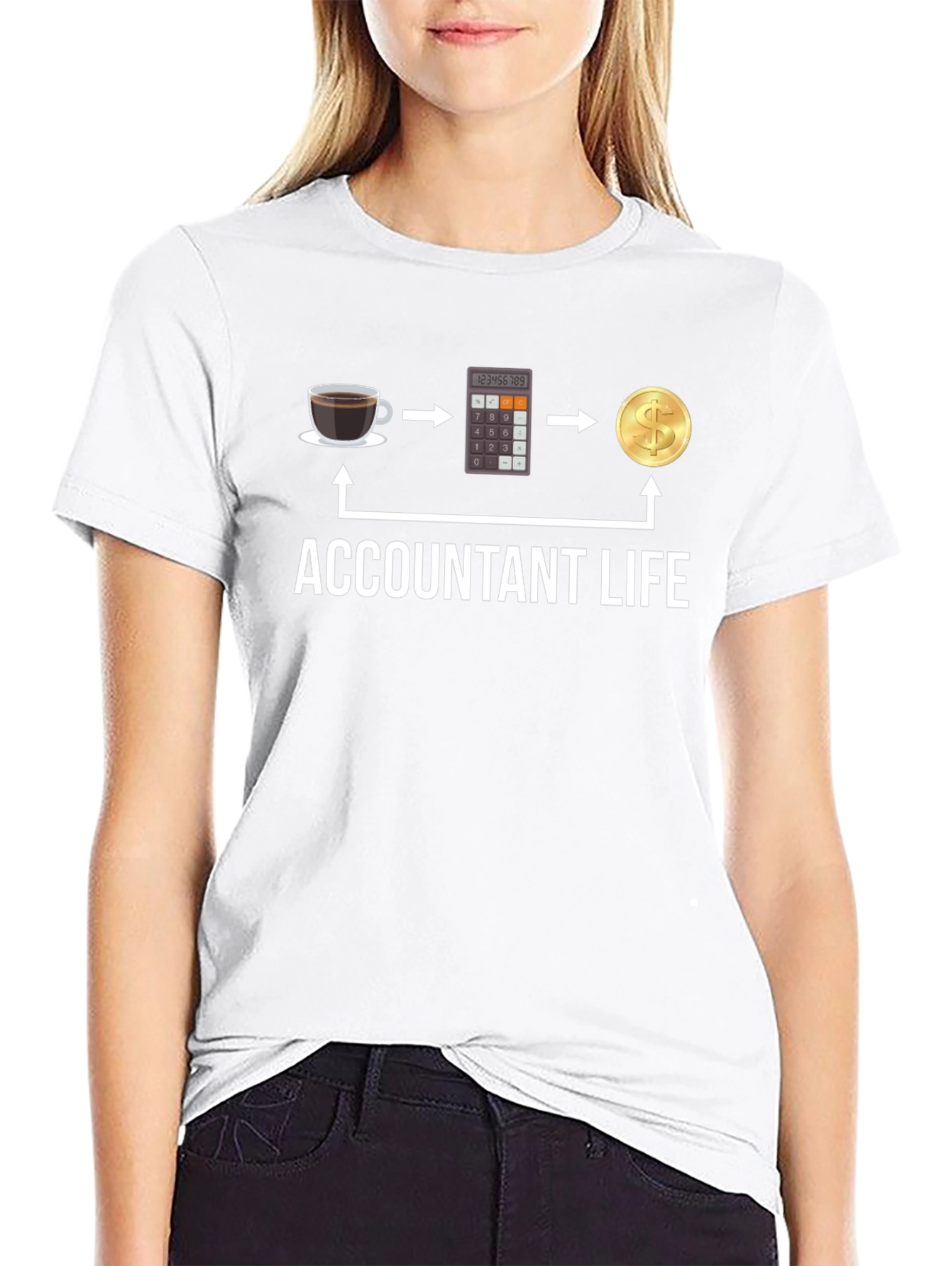 Black Accountant Life T-Shirt: Coffee, Calculator, Cash! view 9