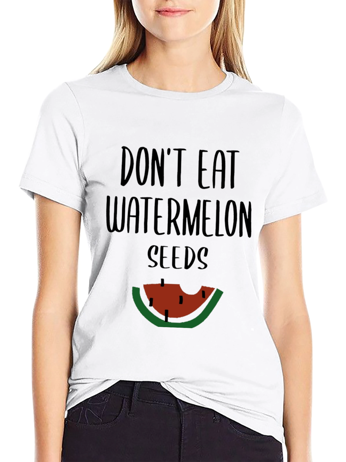 Black Funny Don't Eat Watermelon Seeds Graphic Tee view 9