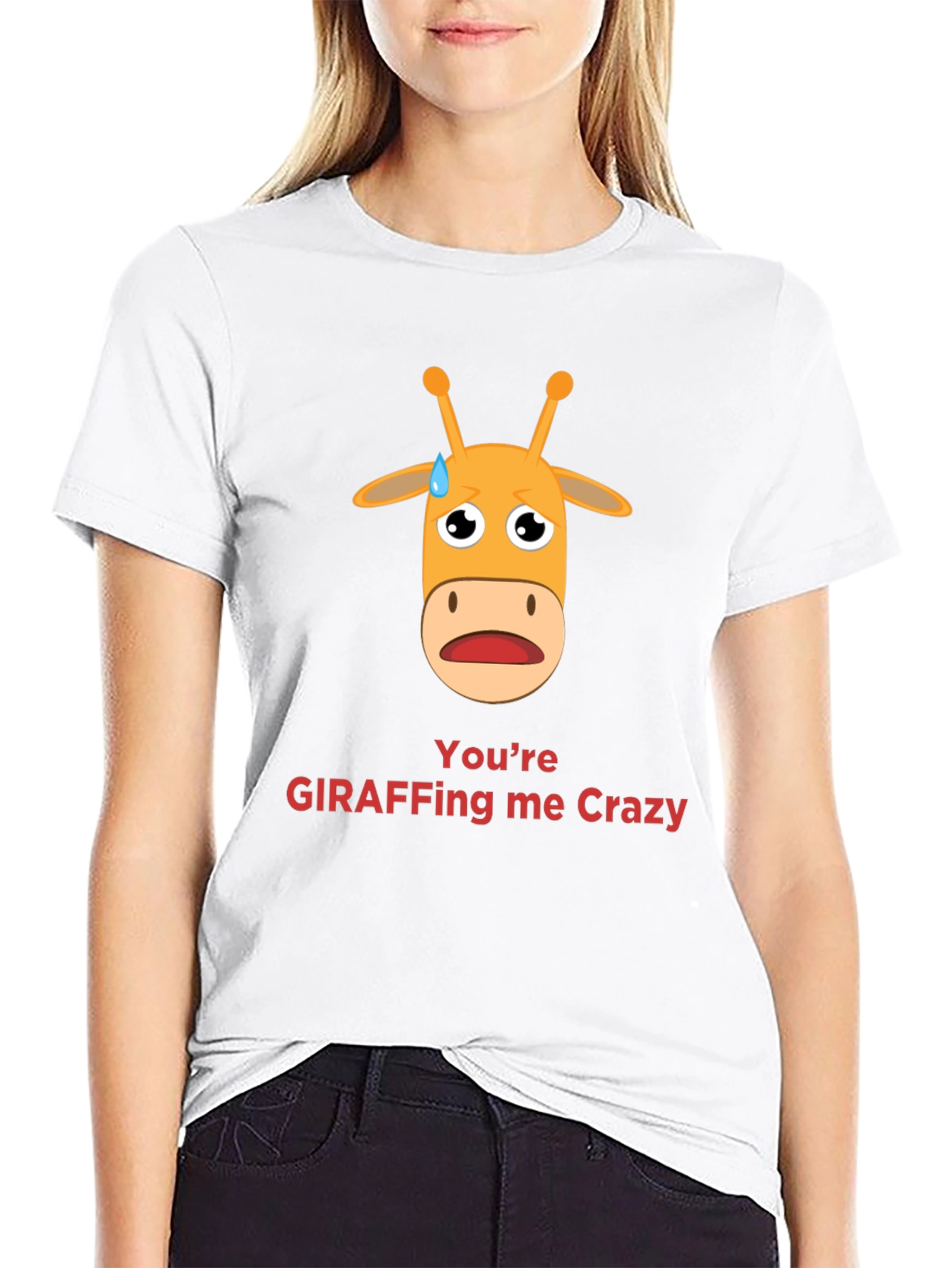 Black Giraffe Crazy Graphic Tee - Funny Animal Pun T-Shirt view 9