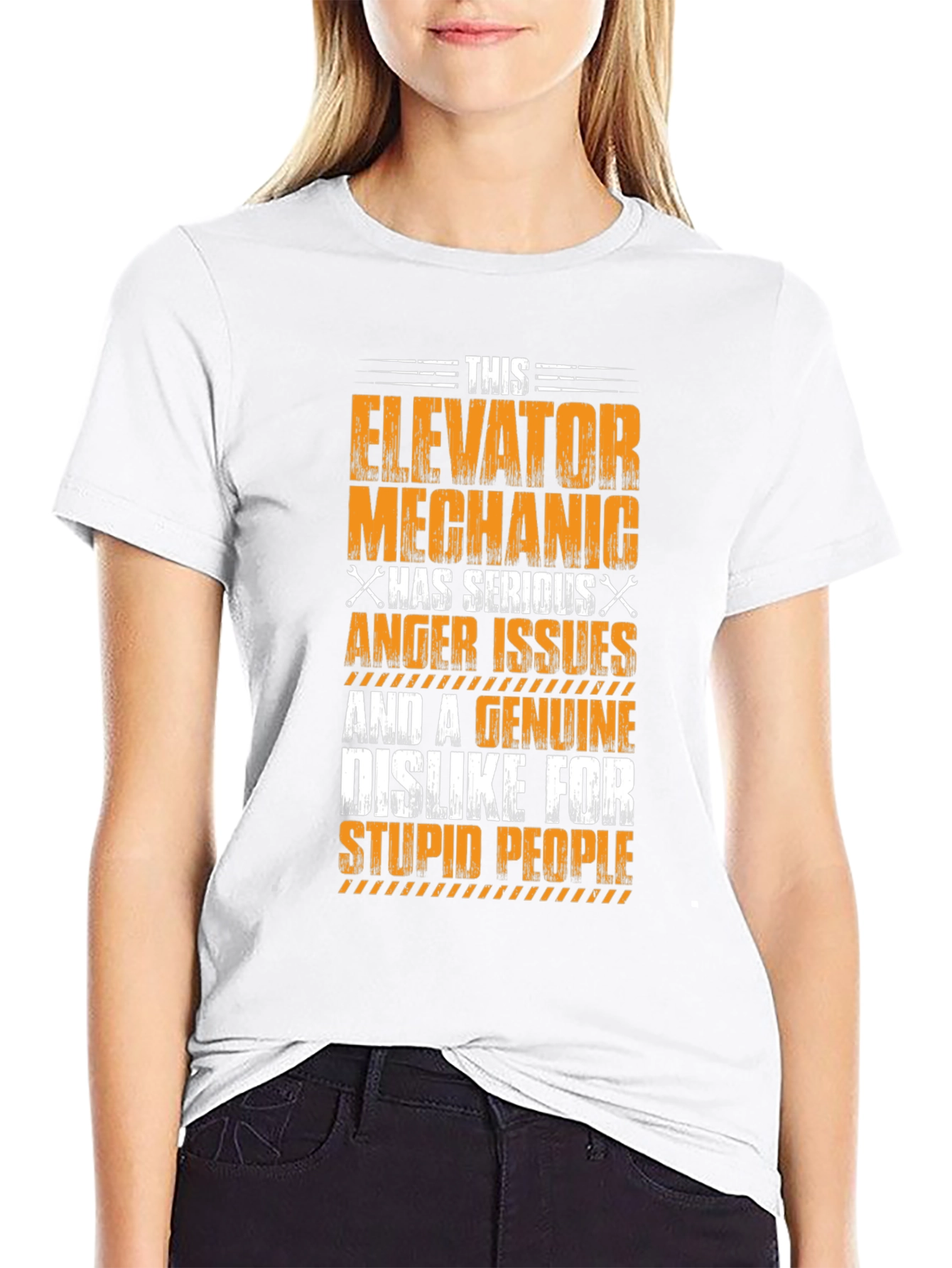 Black Elevator Mechanic Anger Issues Graphic T-Shirt view 9