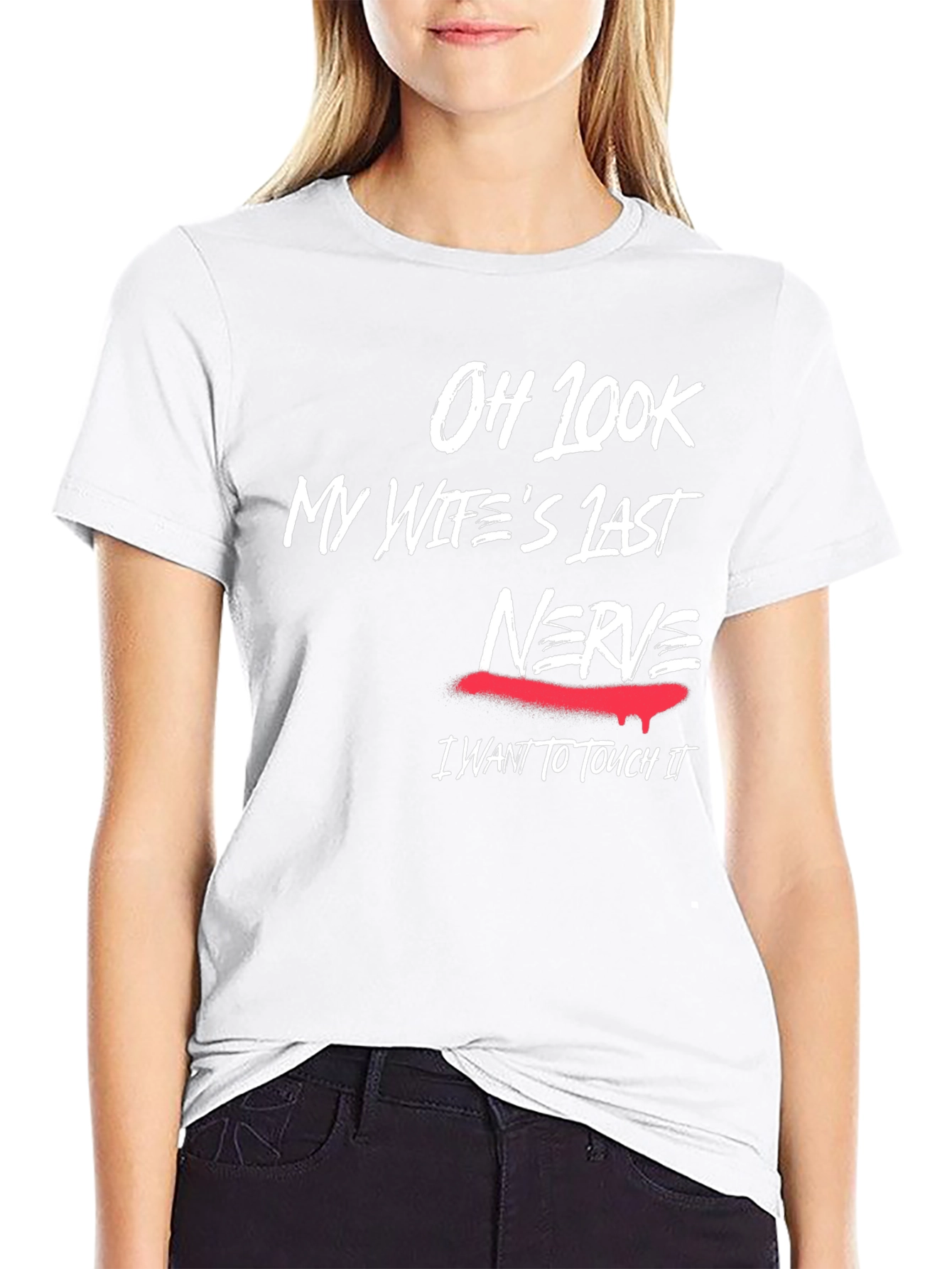 Black Humorous "My Wife's Last Nerve" Graphic T-Shirt view 9